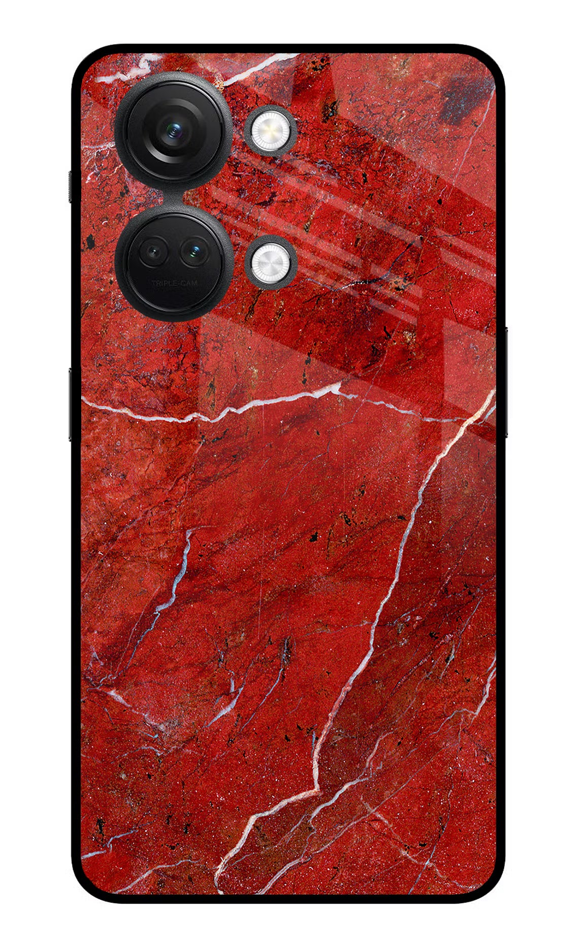 Red Marble Design OnePlus Nord 3 5G Glass Case Back Cover by Casekaro