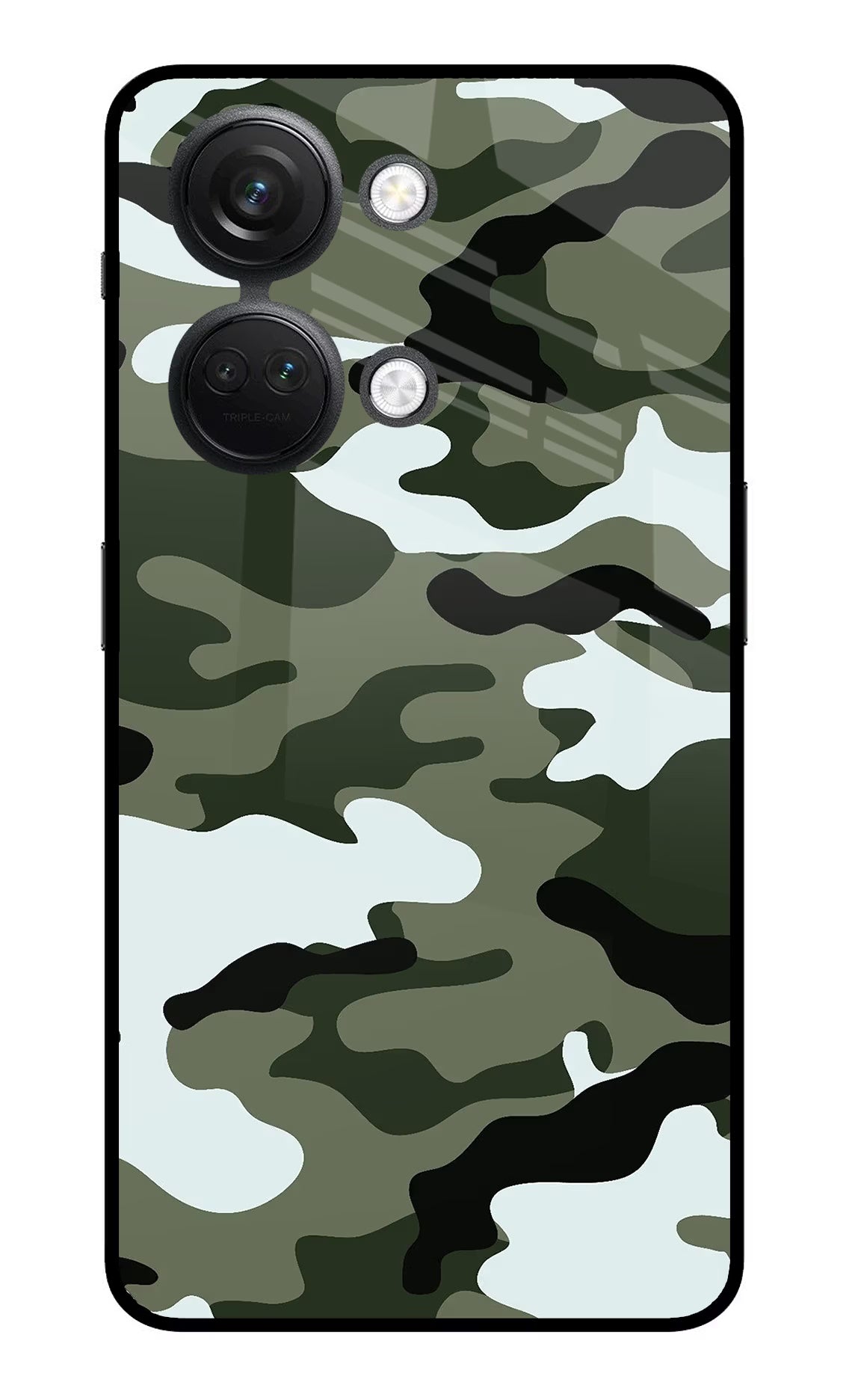 Camouflage OnePlus Nord 3 5G Glass Case Back Cover by Casekaro