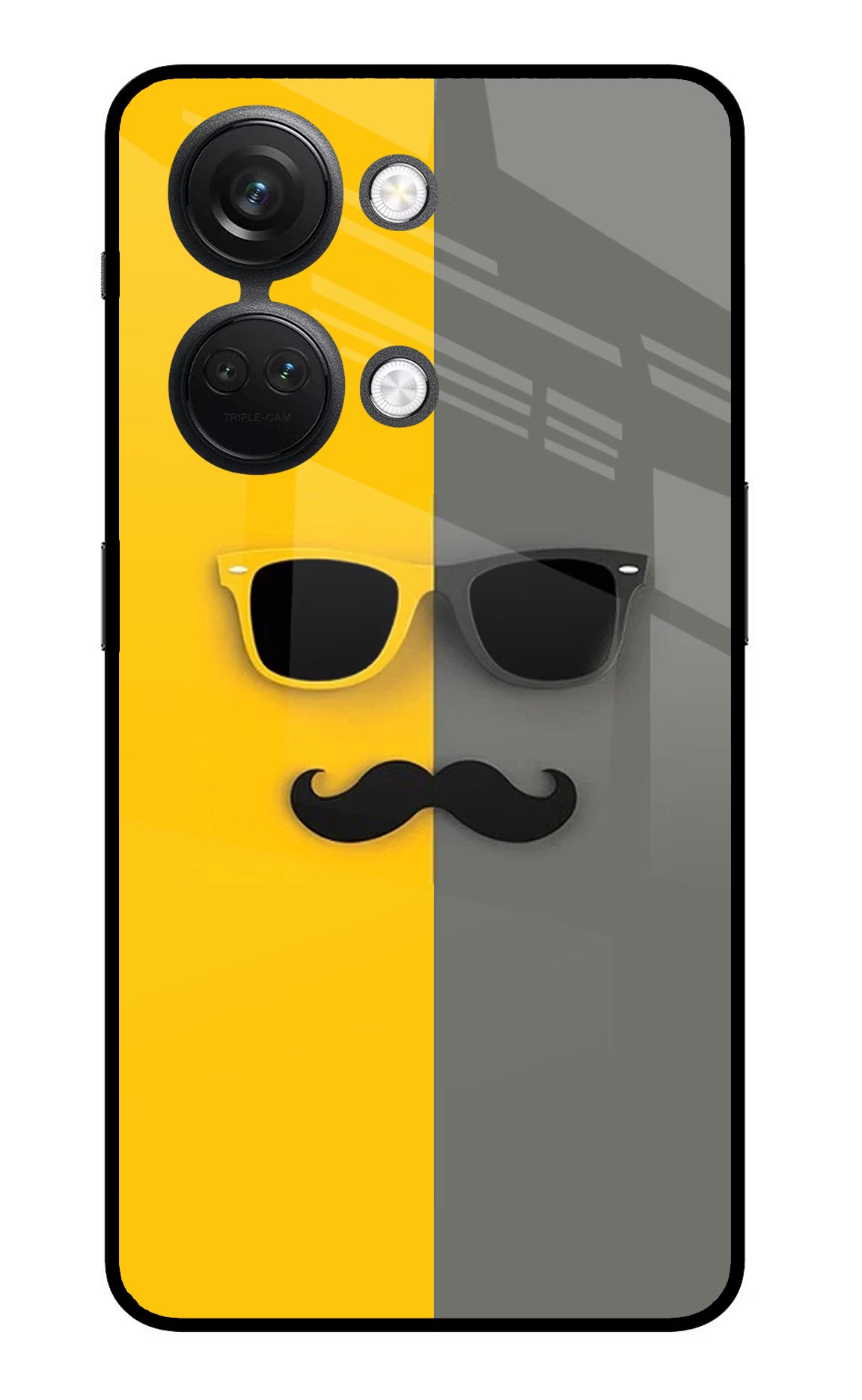 Sunglasses with Mustache OnePlus Nord 3 5G Glass Case Back Cover by Casekaro
