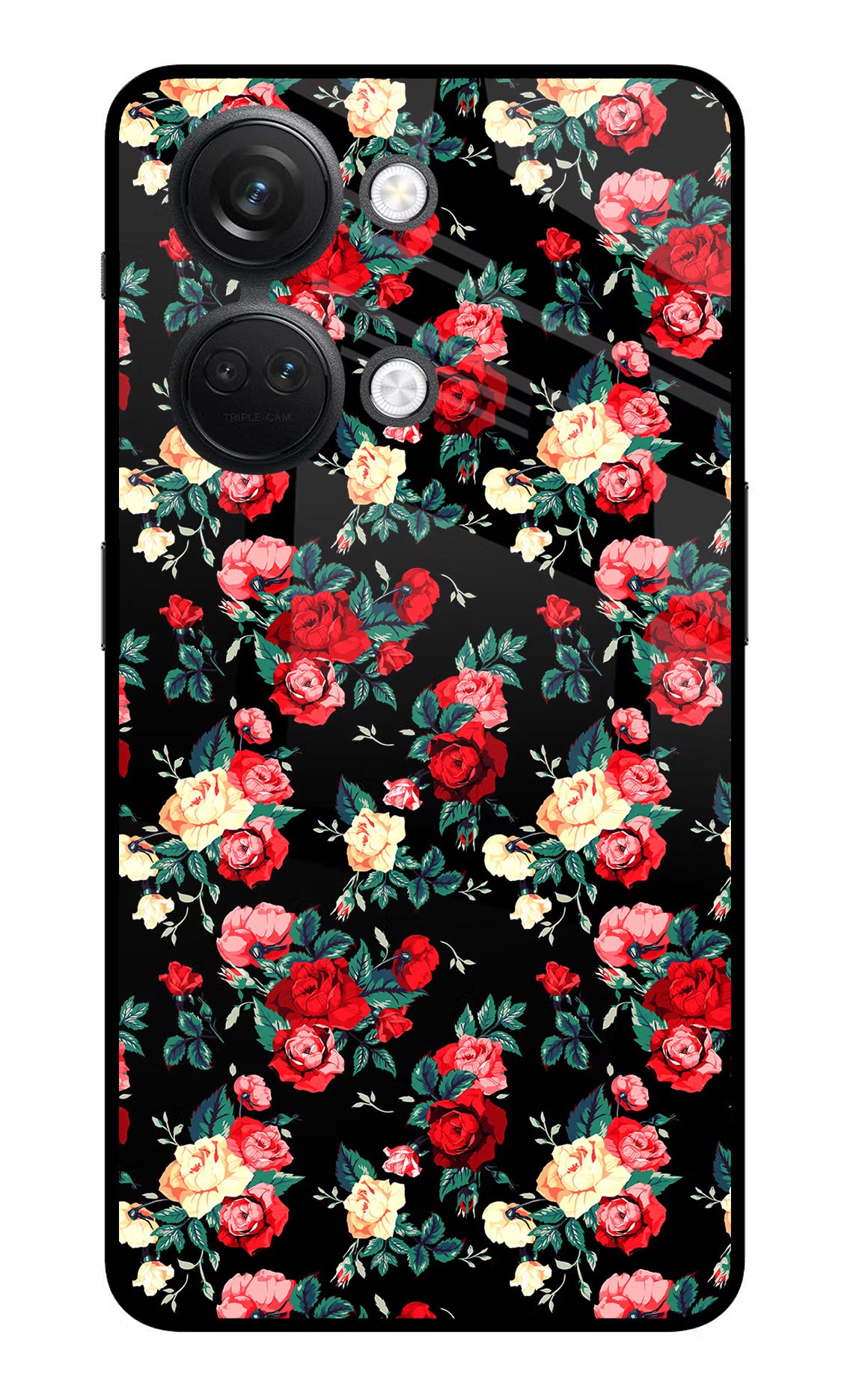 Rose Pattern OnePlus Nord 3 5G Glass Case Back Cover by Casekaro