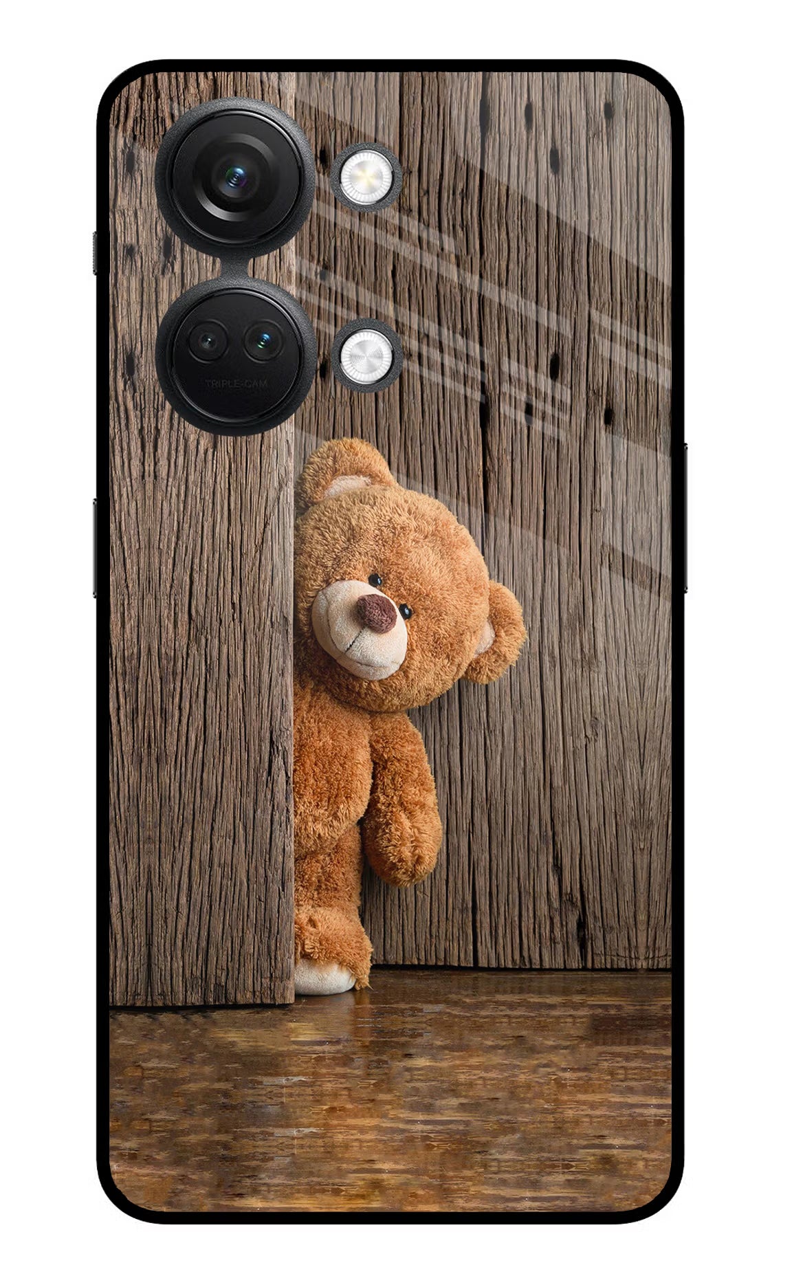 Teddy Wooden OnePlus Nord 3 5G Glass Case Back Cover by Casekaro