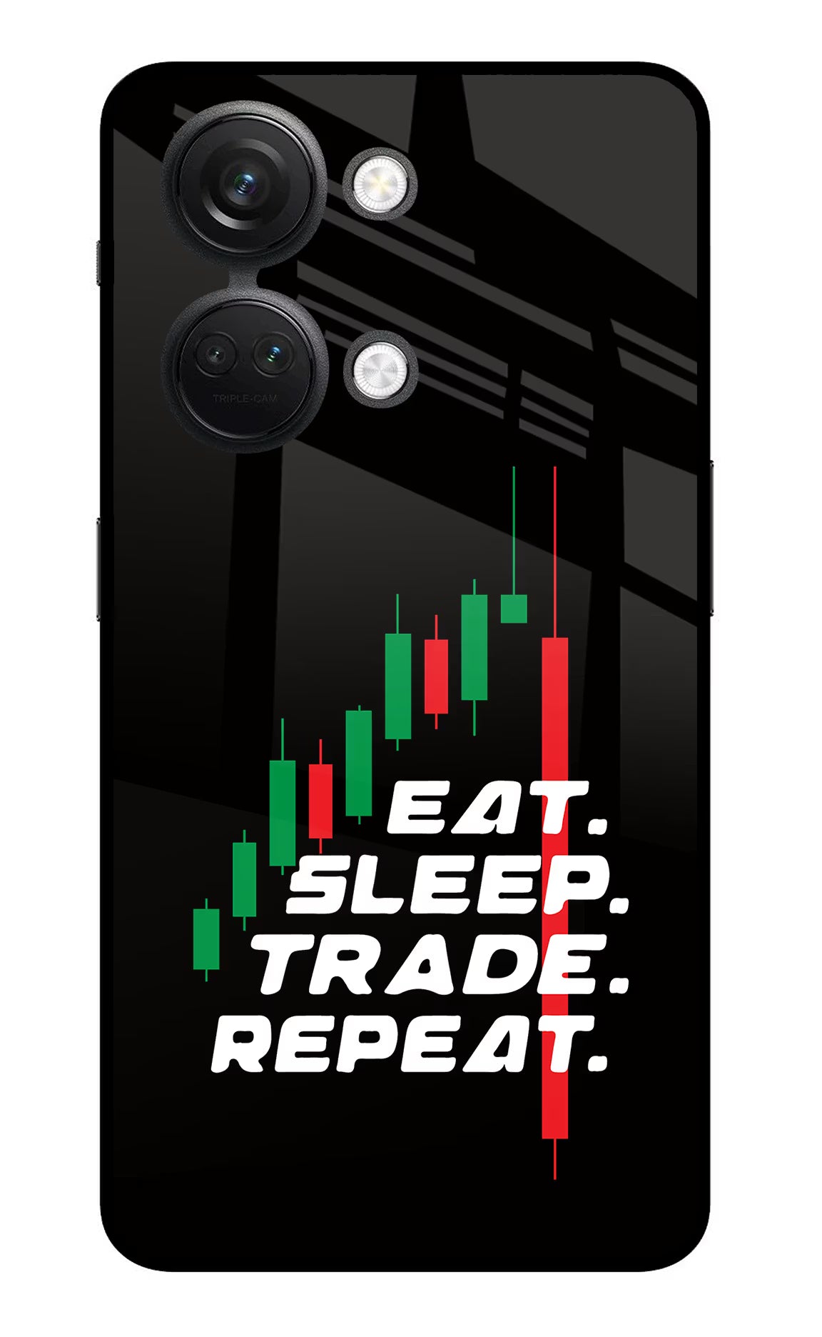 Eat Sleep Trade Repeat OnePlus Nord 3 5G Glass Case Back Cover by Casekaro