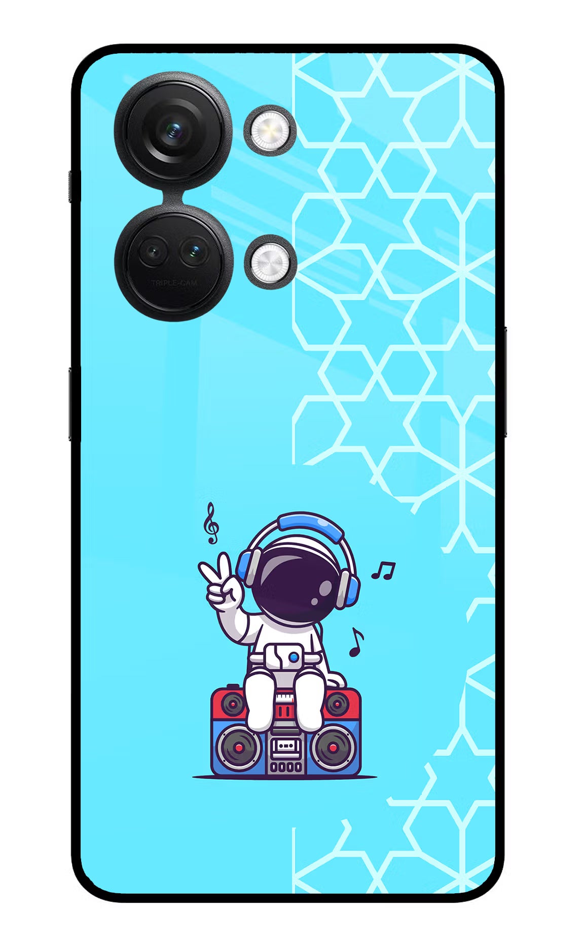 Cute Astronaut Chilling OnePlus Nord 3 5G Glass Case Back Cover by Casekaro