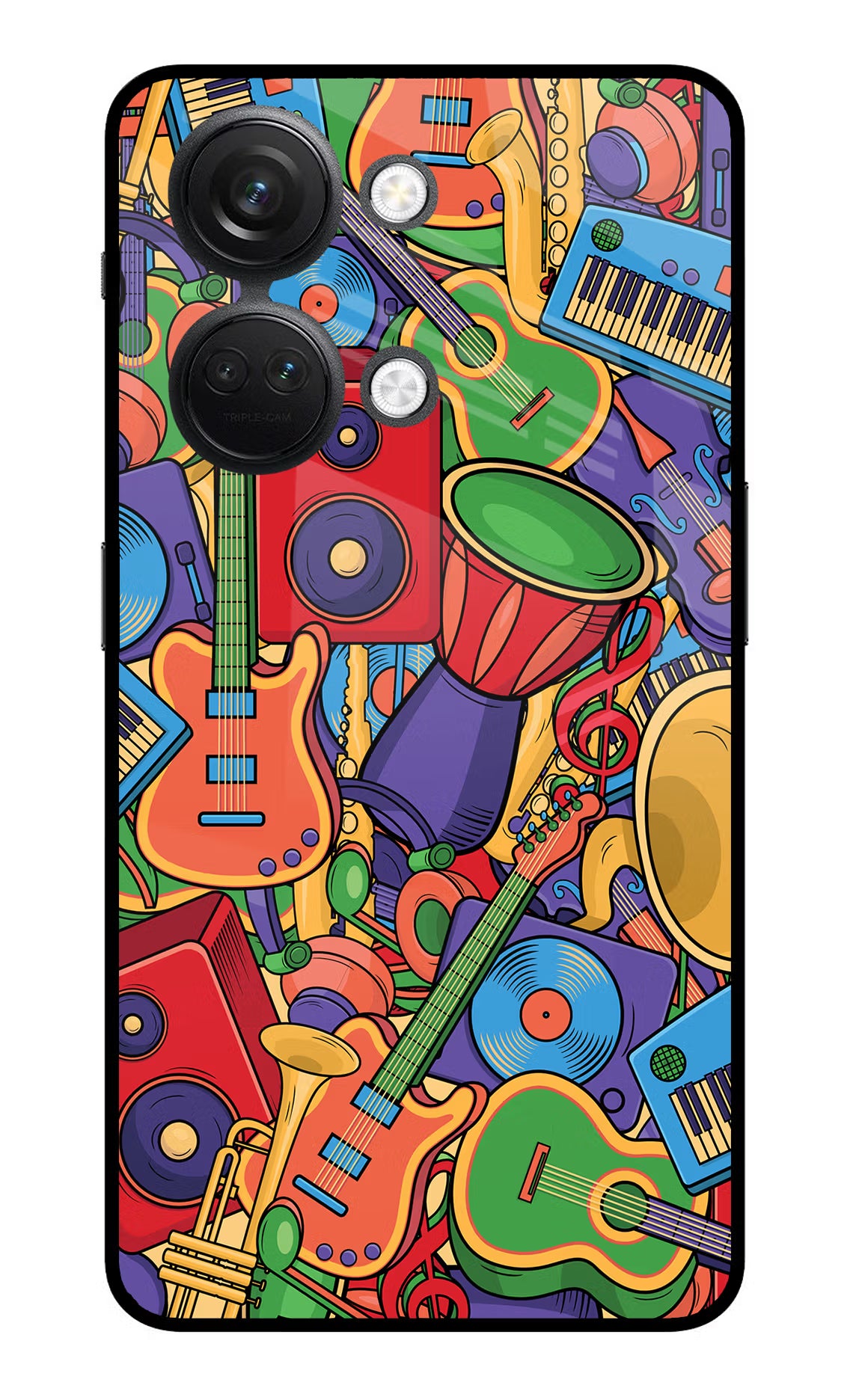 Music Instrument Doodle OnePlus Nord 3 5G Glass Case Back Cover by Casekaro
