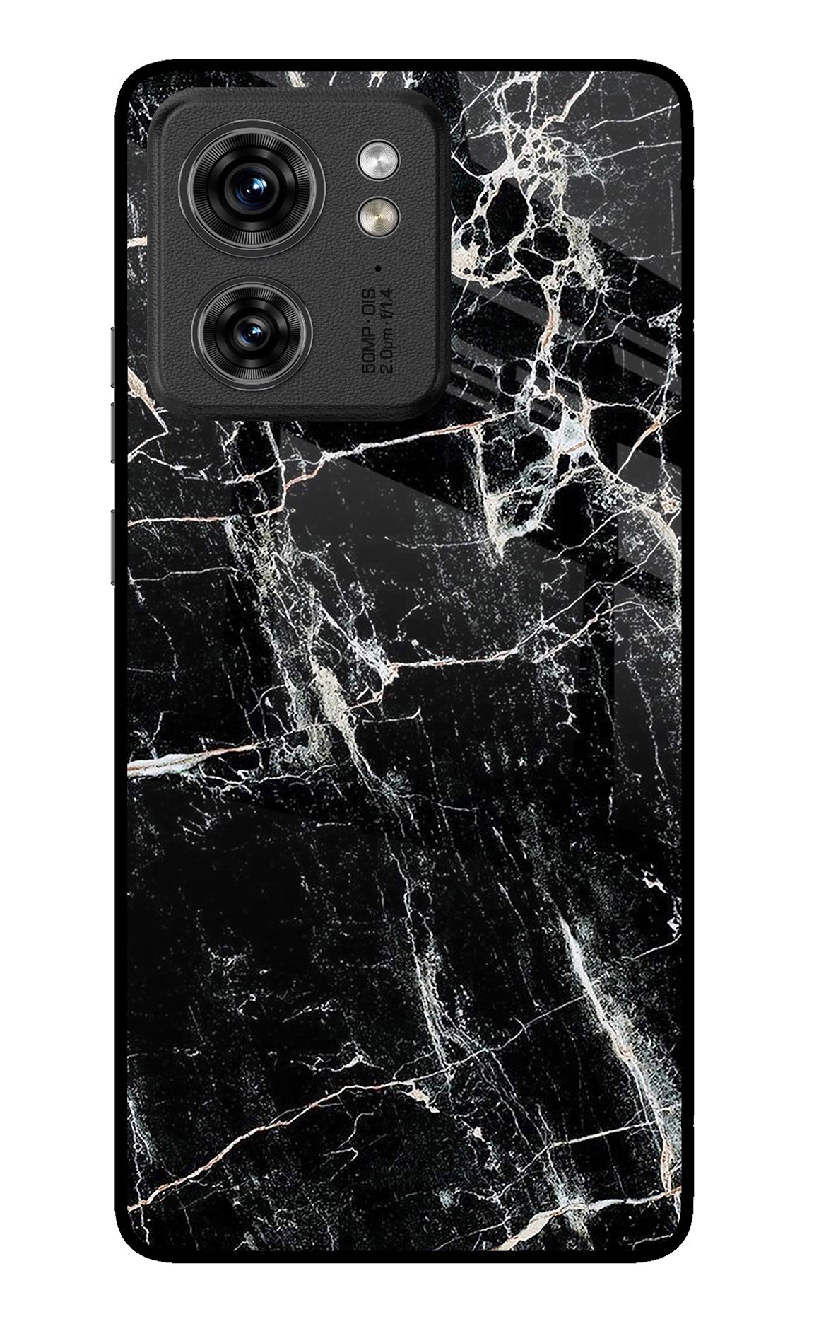 Black Marble Texture Moto Edge 40 Glass Case