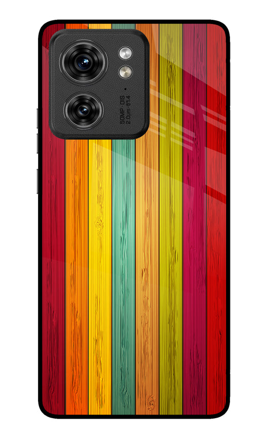 Multicolor Wooden Moto Edge 40 Glass Case