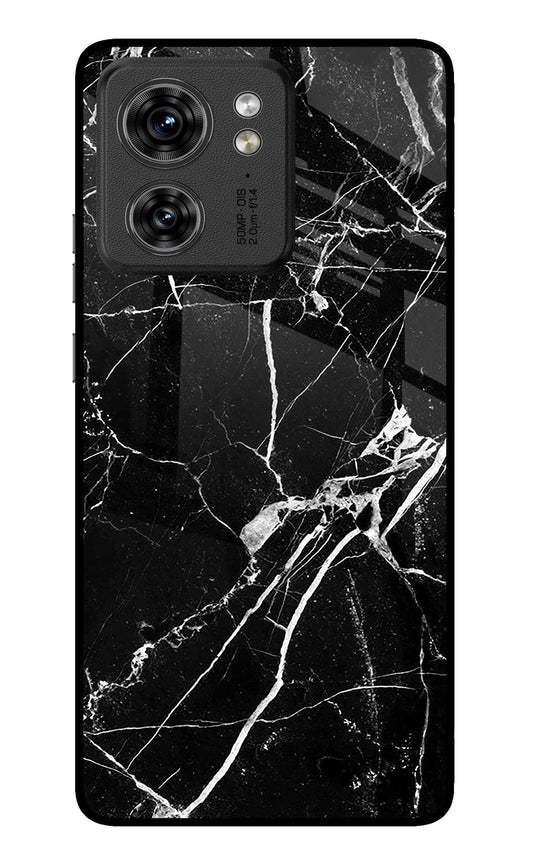 Black Marble Pattern Moto Edge 40 Glass Case