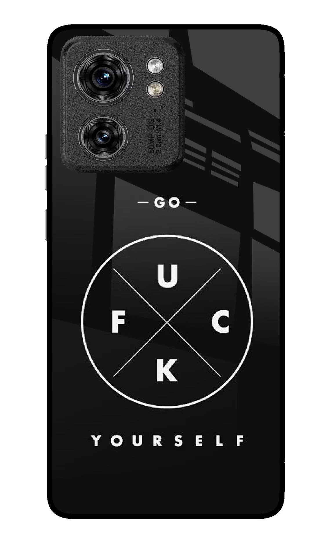 Go Fuck Yourself Moto Edge 40 Glass Case Back Cover by Casekaro
