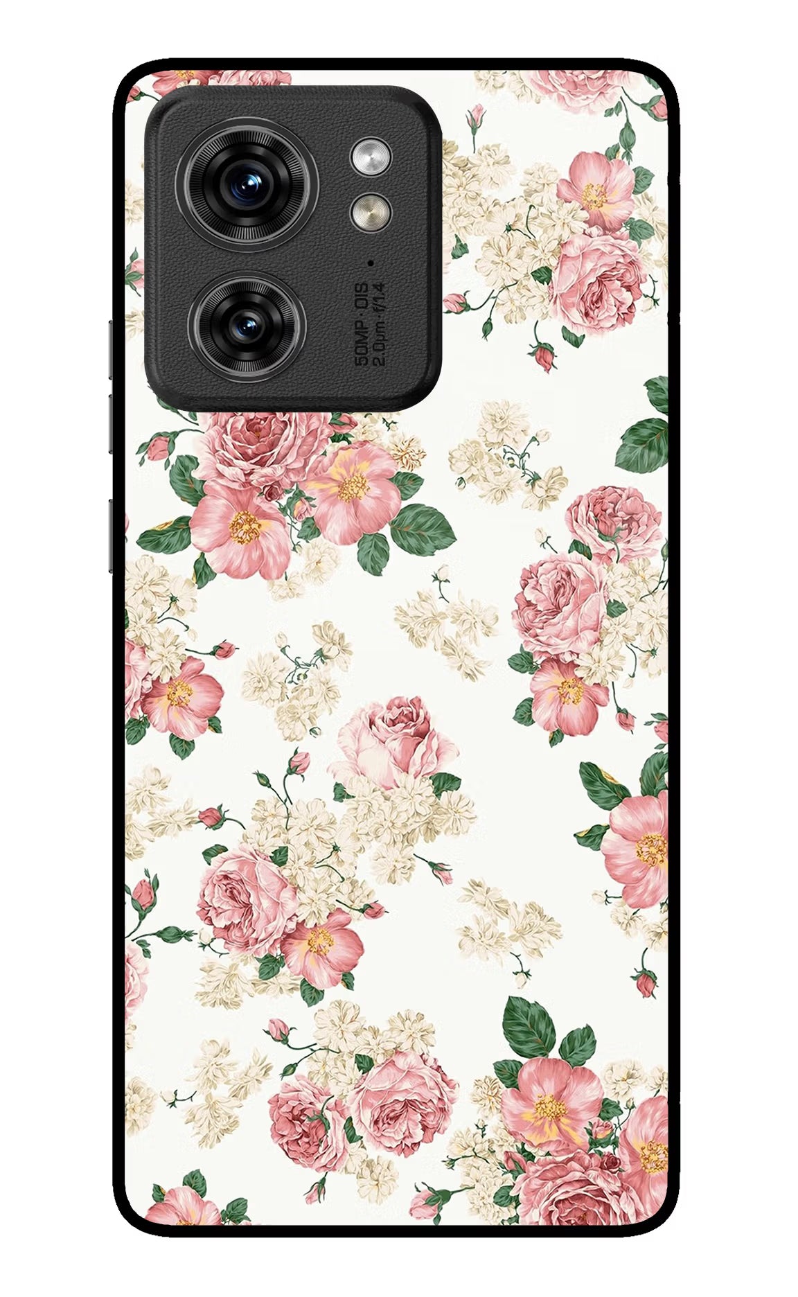 Flowers Moto Edge 40 Glass Case Back Cover by Casekaro