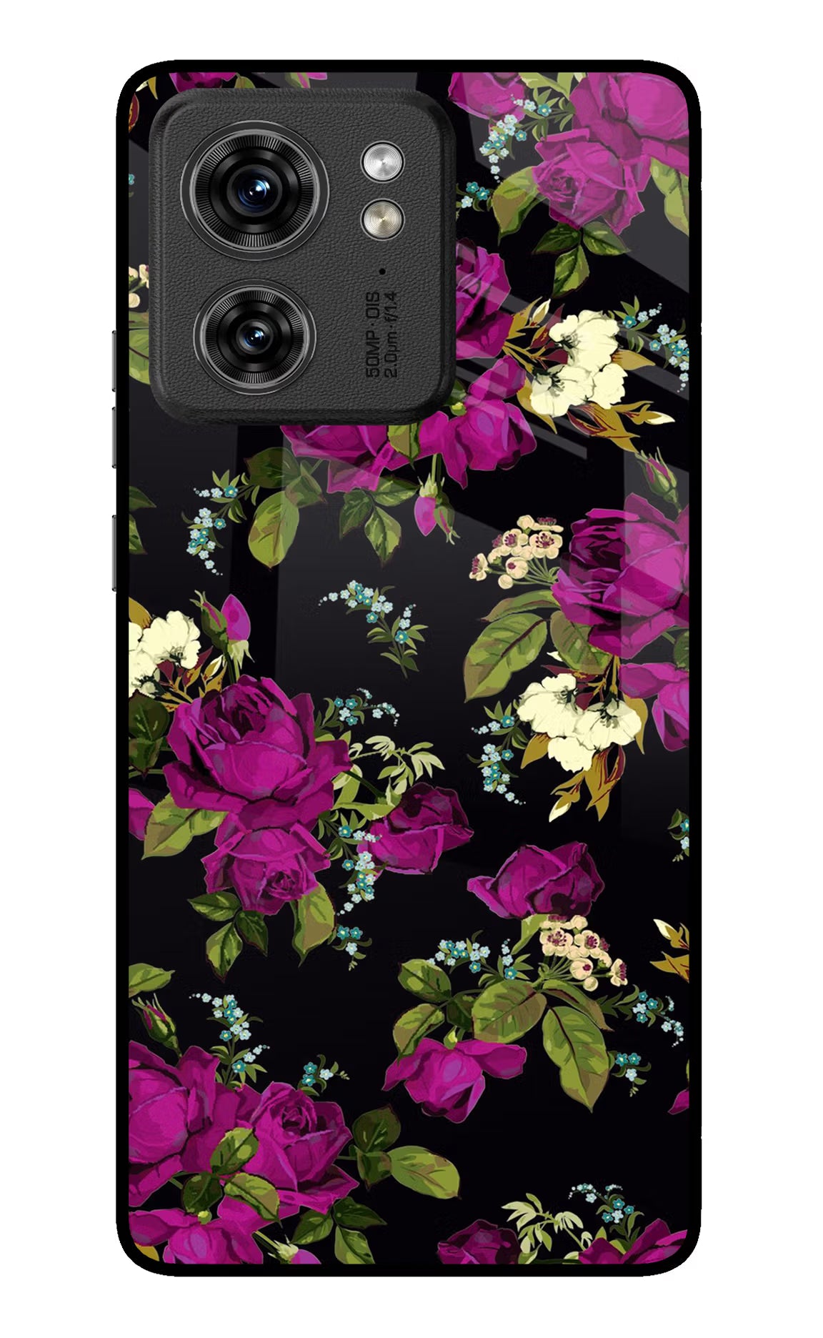 Flowers Moto Edge 40 Glass Case Back Cover by Casekaro