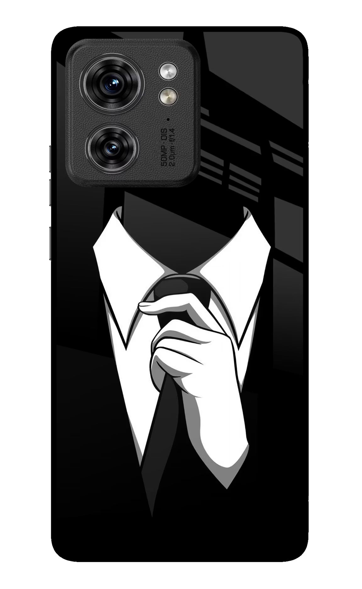 Black Tie Moto Edge 40 Glass Case Back Cover by Casekaro