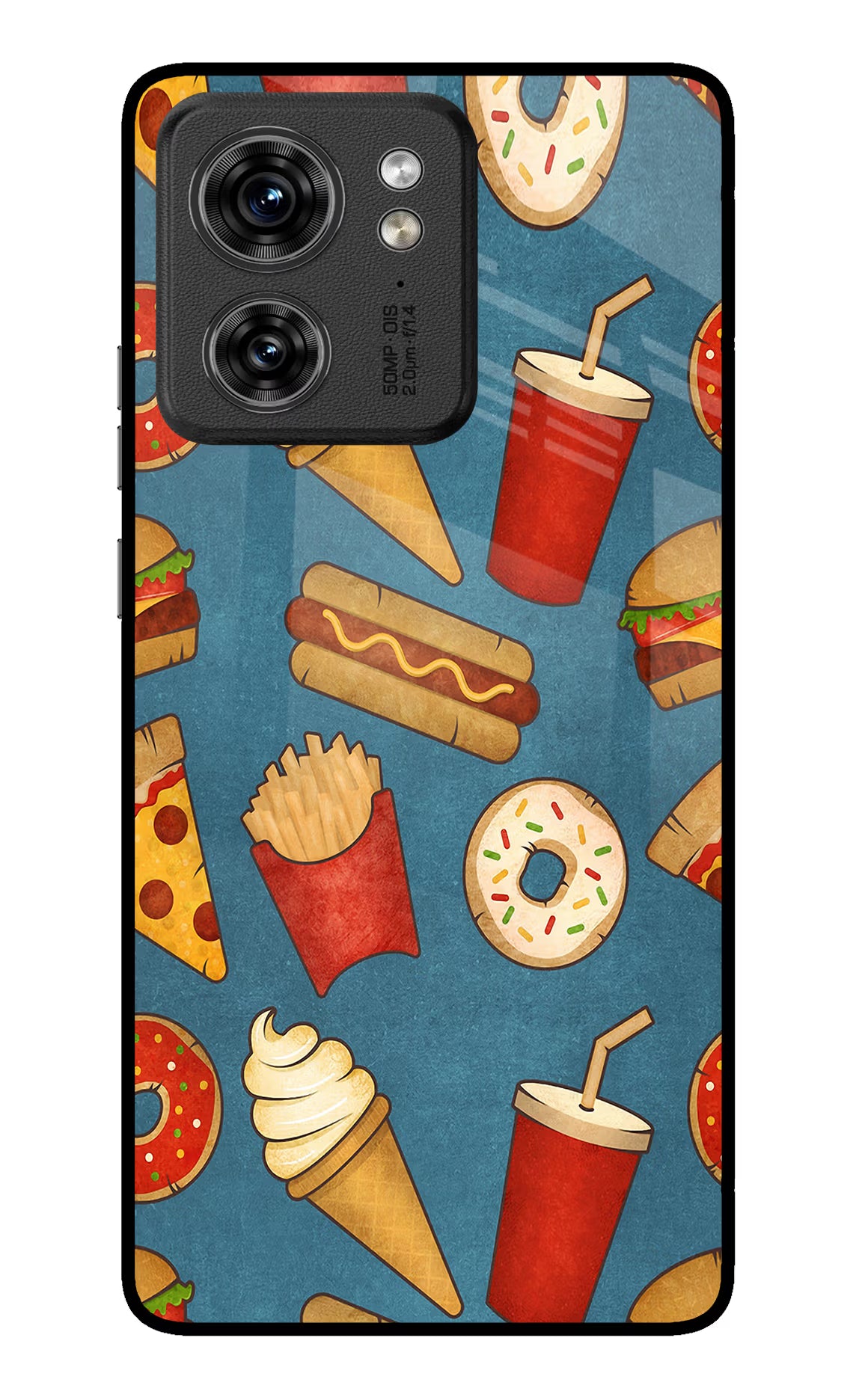 Foodie Moto Edge 40 Glass Case Back Cover by Casekaro