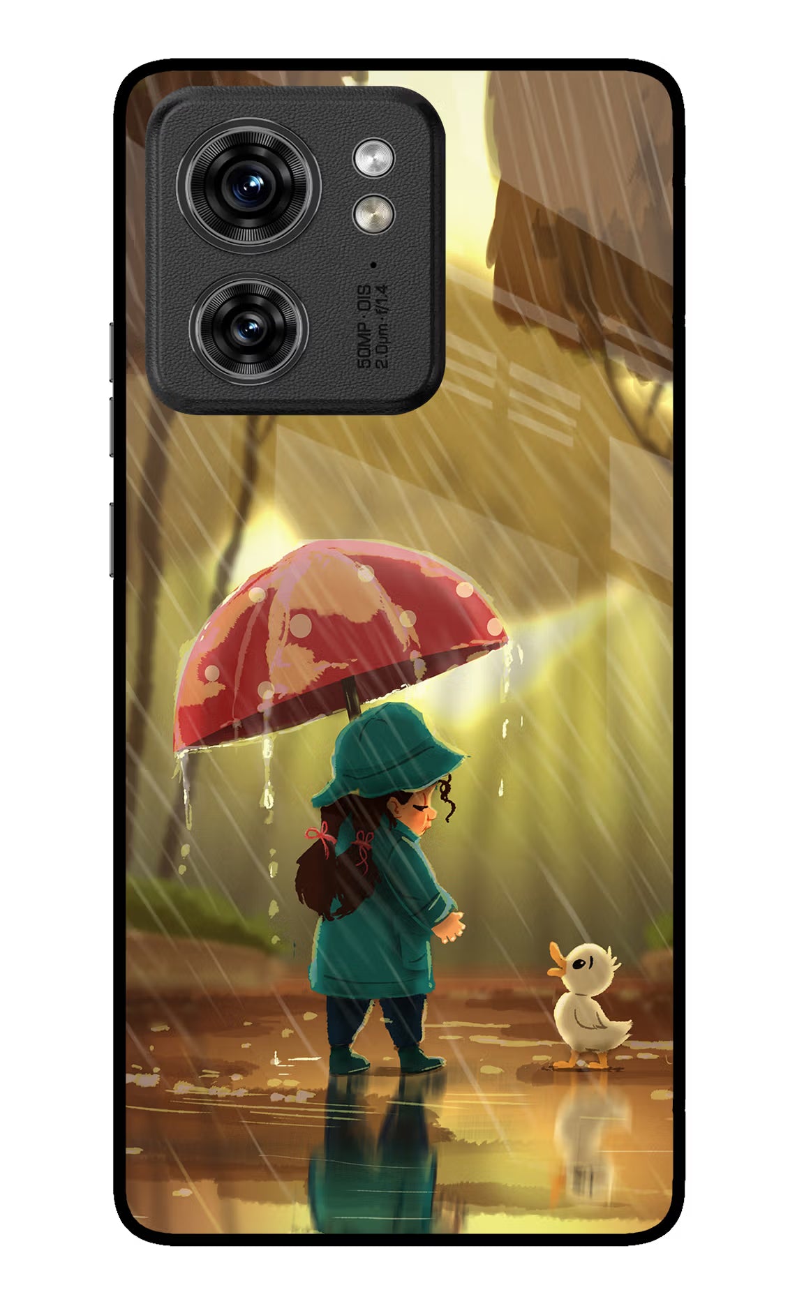 Rainy Day Moto Edge 40 Glass Case Back Cover by Casekaro