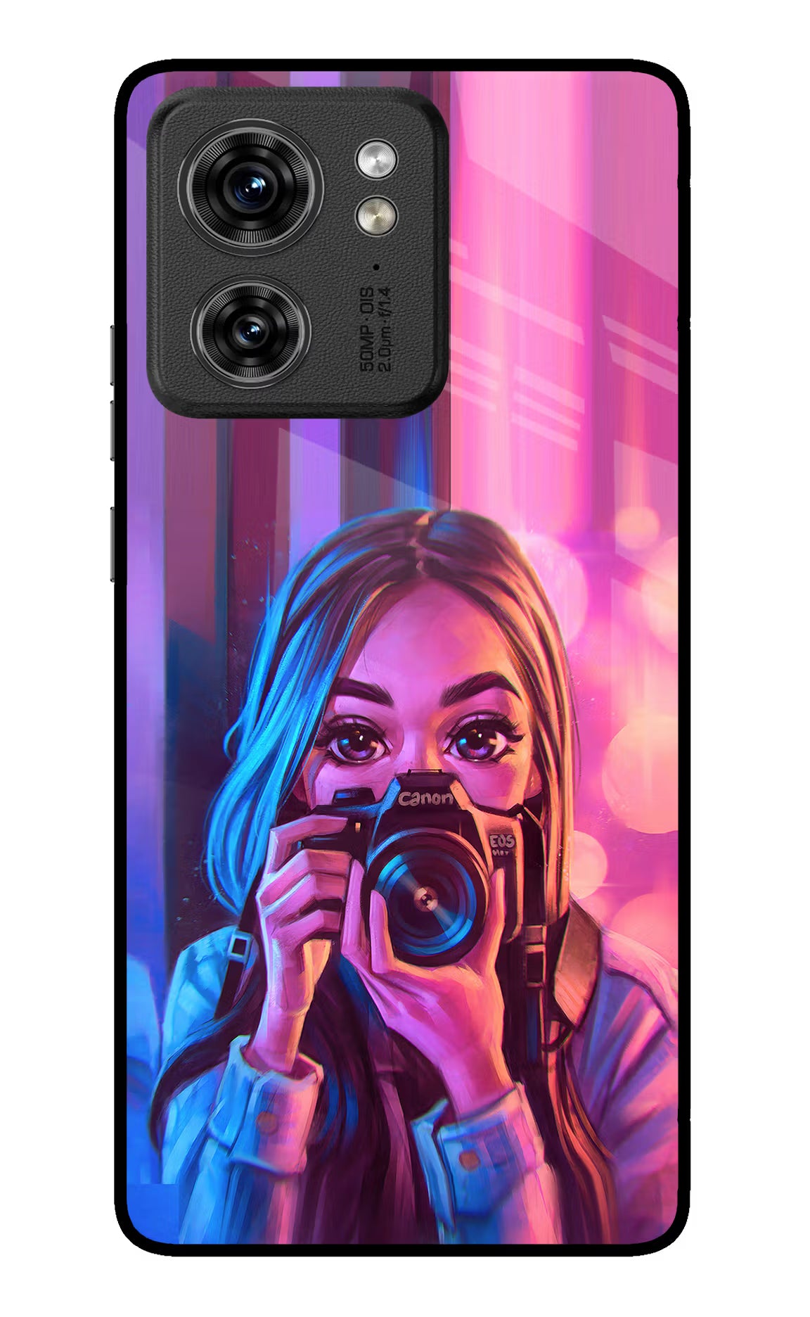 Girl Photographer Moto Edge 40 Glass Case Back Cover by Casekaro