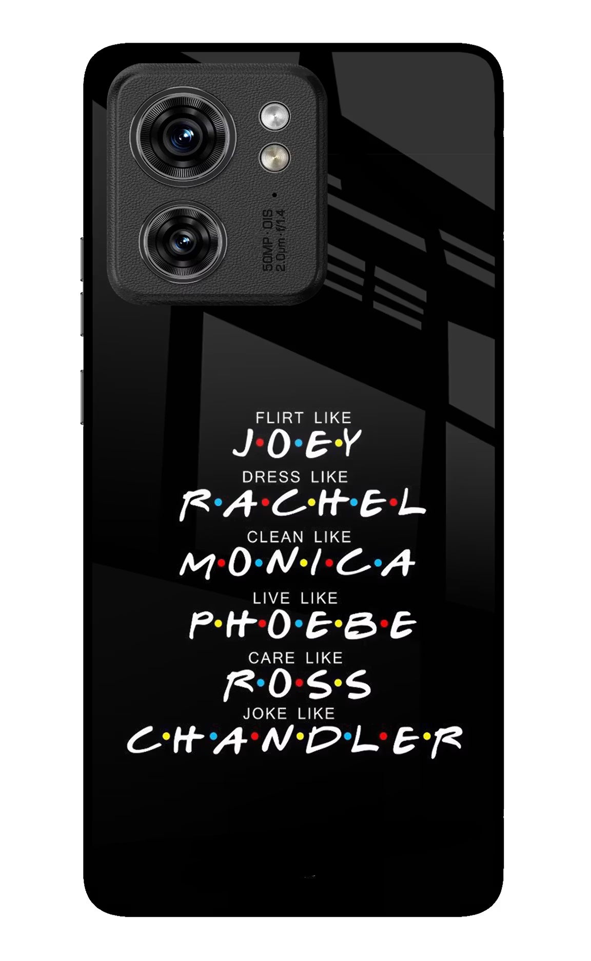 FRIENDS Character Moto Edge 40 Glass Case Back Cover by Casekaro