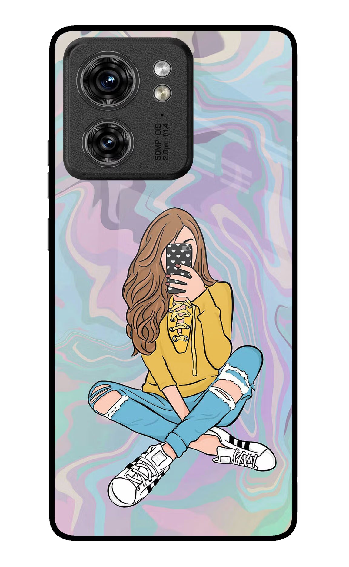 Selfie Girl Moto Edge 40 Glass Case Back Cover by Casekaro