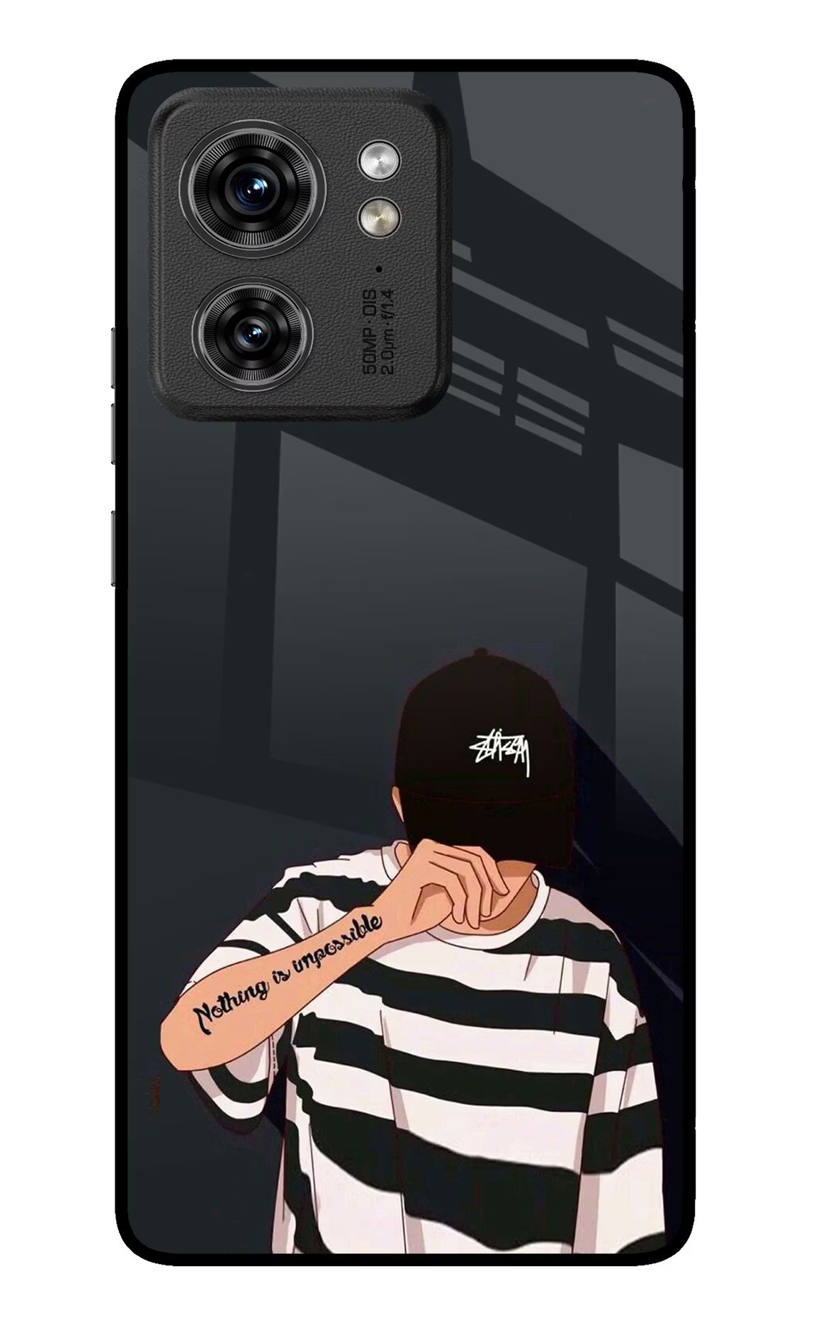Aesthetic Boy Moto Edge 40 Glass Case Back Cover by Casekaro