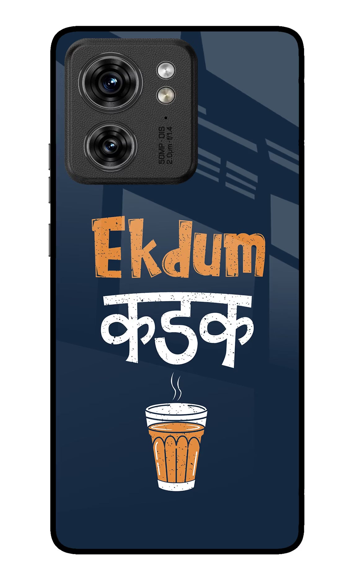 Ekdum Kadak Chai Moto Edge 40 Glass Case Back Cover by Casekaro