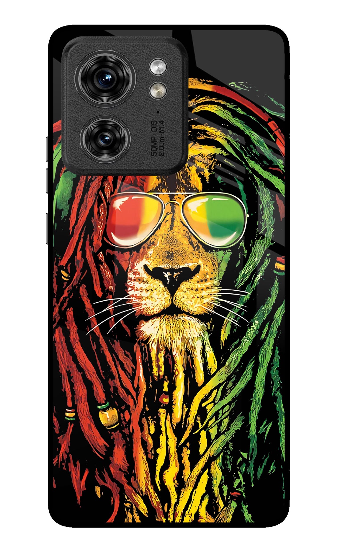 Rasta Lion Moto Edge 40 Glass Case