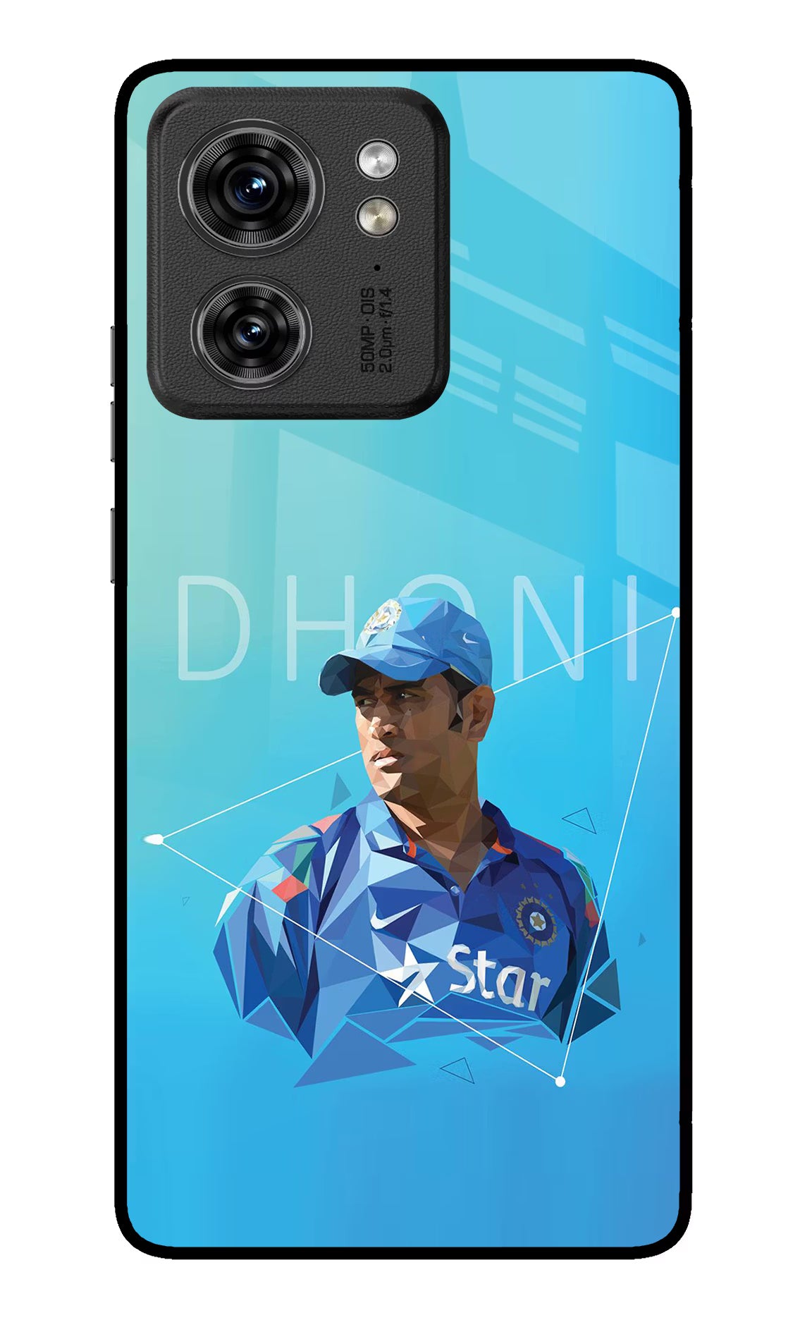 Dhoni Artwork Moto Edge 40 Glass Case Back Cover by Casekaro