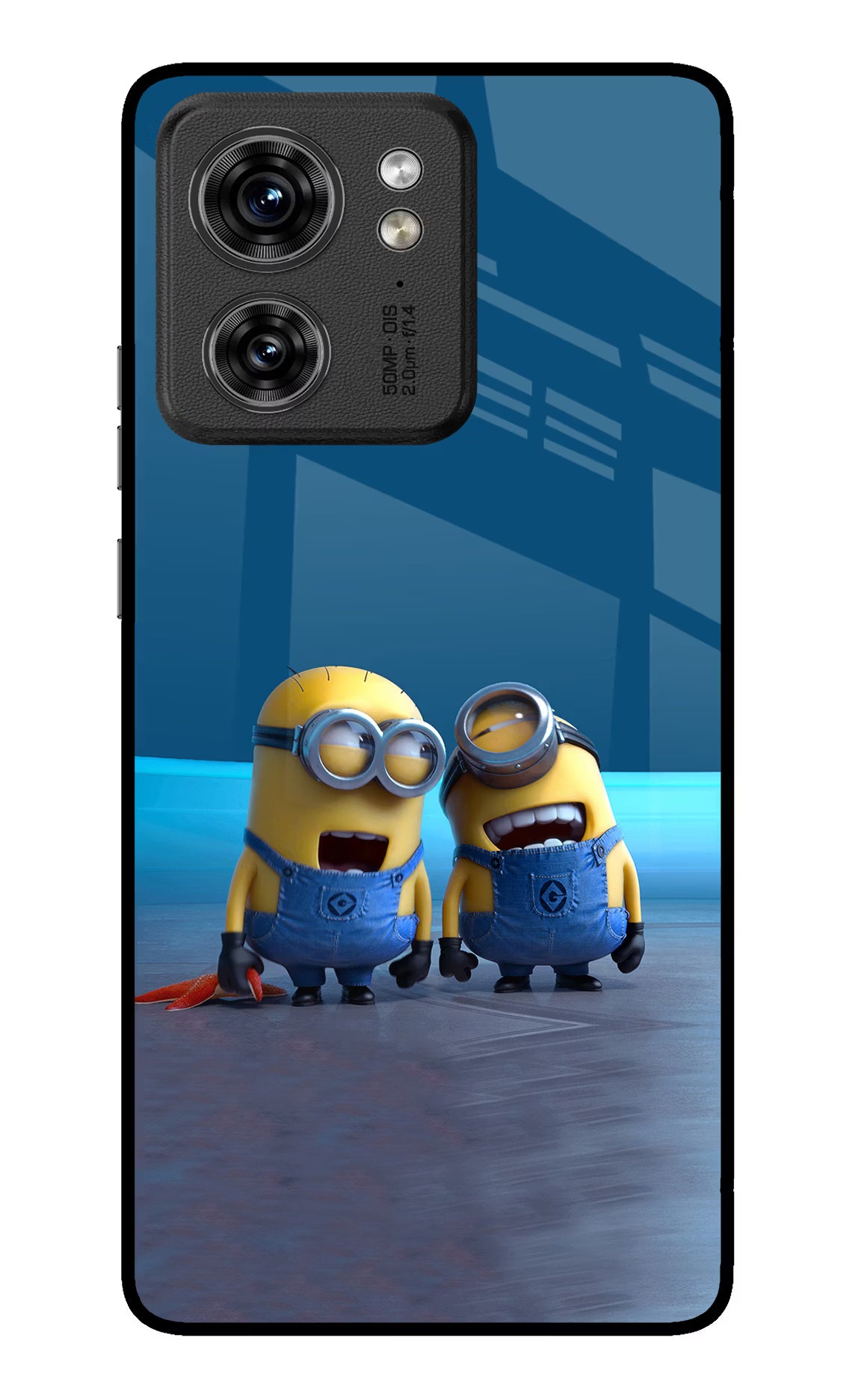 Minion Laughing Moto Edge 40 Glass Case Back Cover by Casekaro