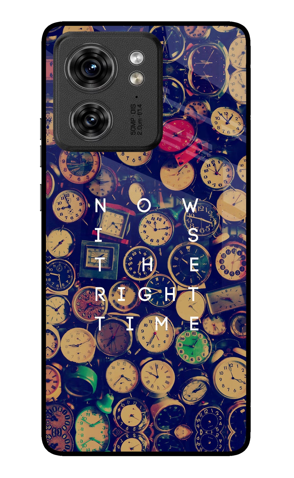 Now is the Right Time Quote Moto Edge 40 Glass Case Back Cover by Casekaro