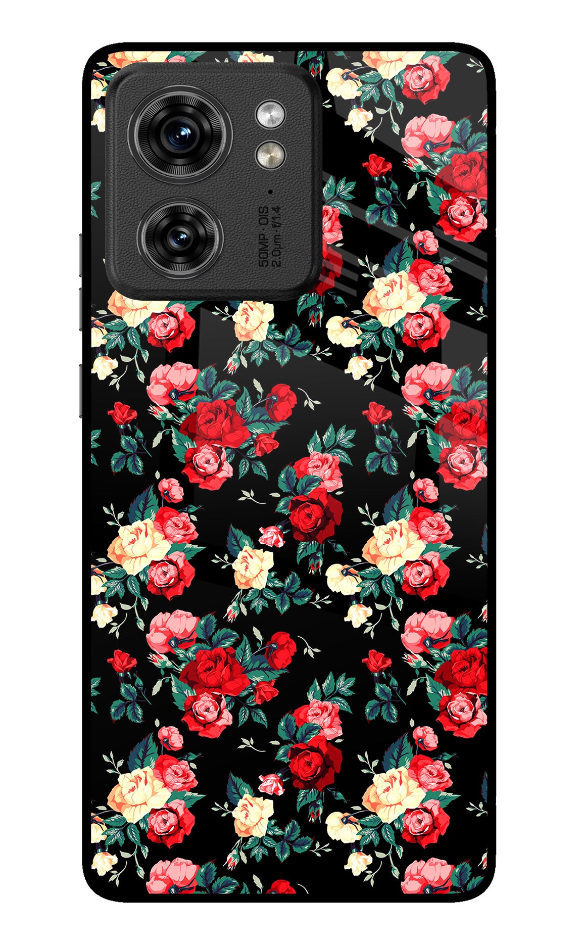 Rose Pattern Moto Edge 40 Glass Case