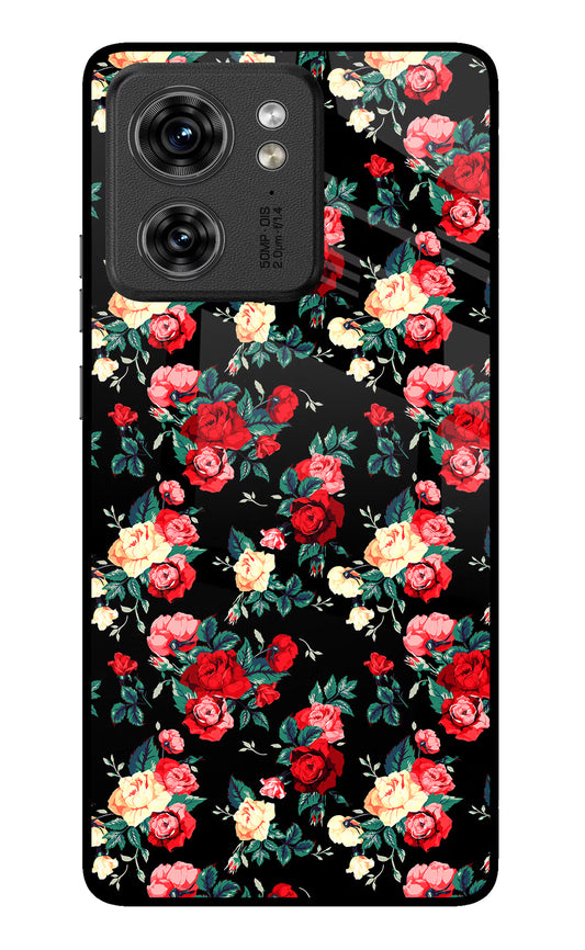 Rose Pattern Moto Edge 40 Glass Case
