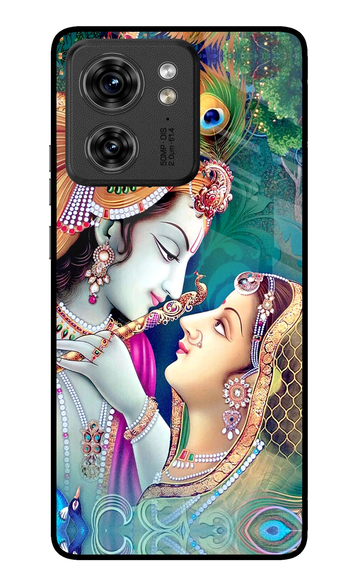 Lord Radha Krishna Moto Edge 40 Glass Case