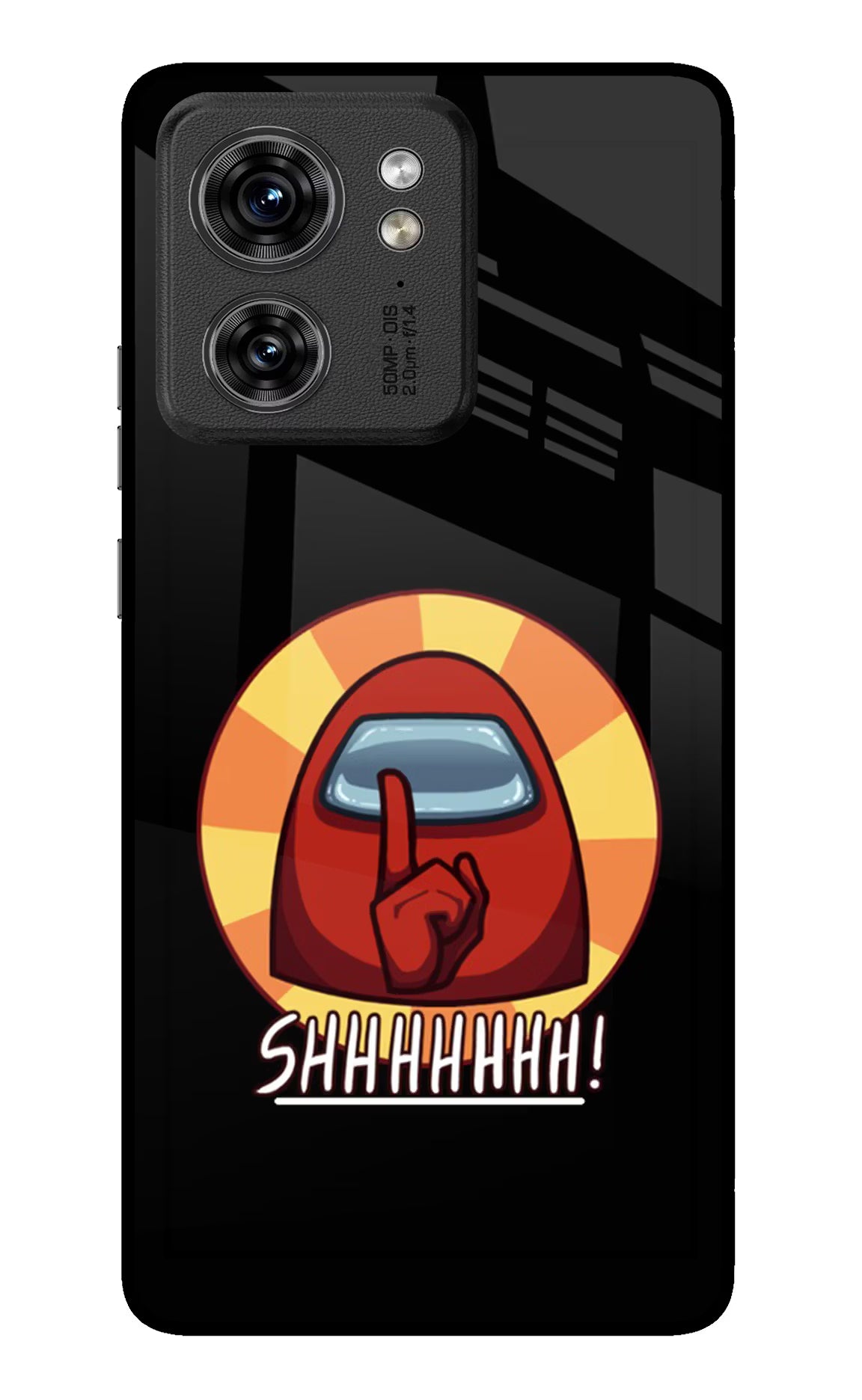 Among Us Shhh! Moto Edge 40 Glass Case Back Cover by Casekaro