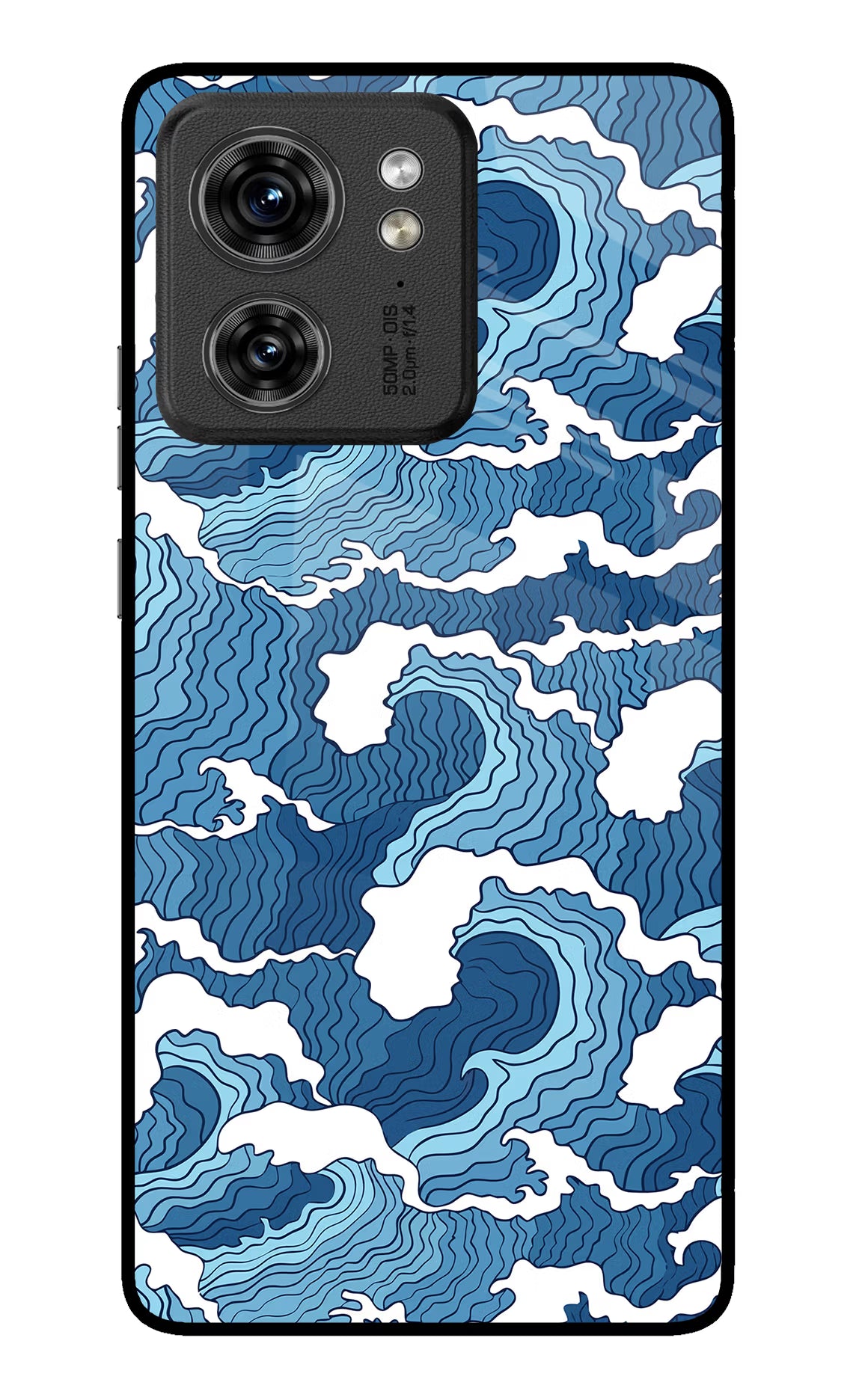 Blue Waves Moto Edge 40 Glass Case Back Cover by Casekaro