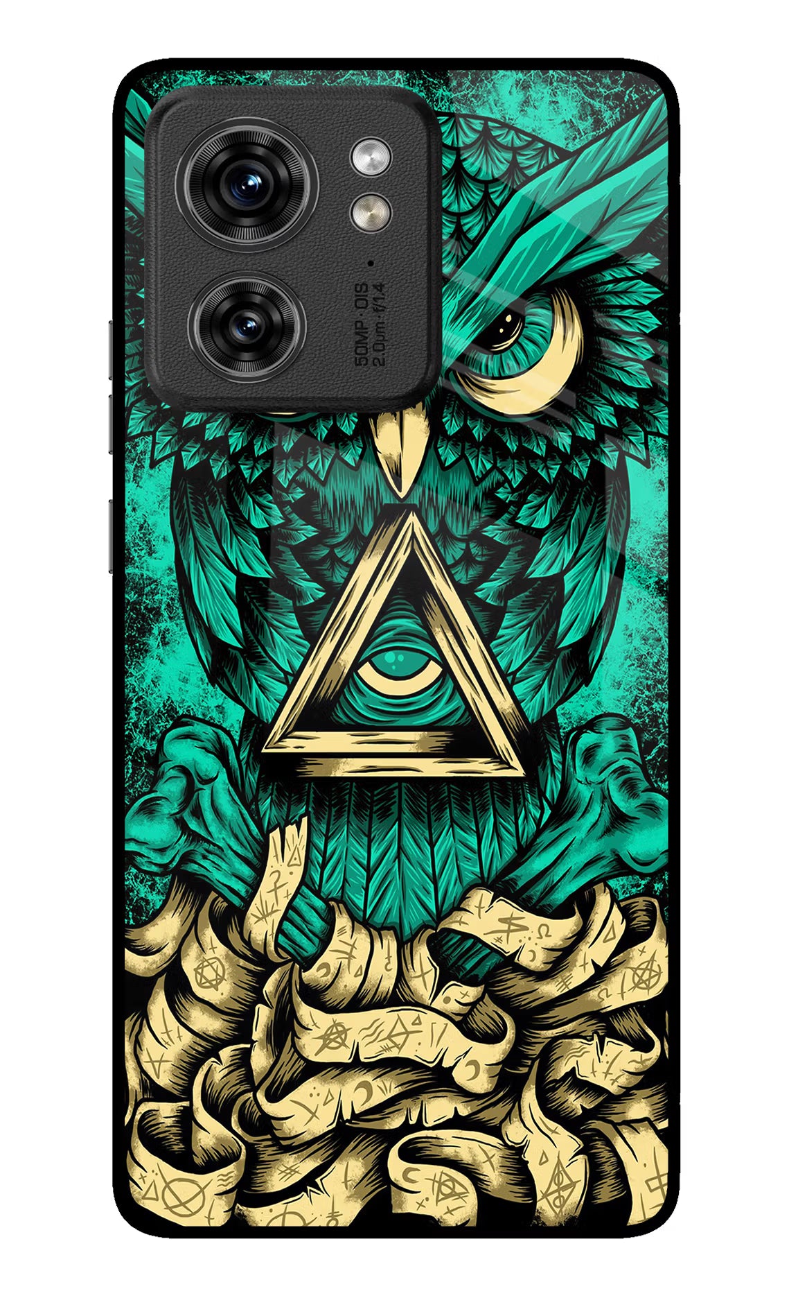 Green Owl Moto Edge 40 Glass Case Back Cover by Casekaro