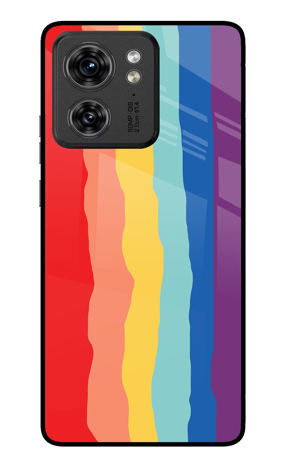 Rainbow Moto Edge 40 Glass Case Back Cover by Casekaro