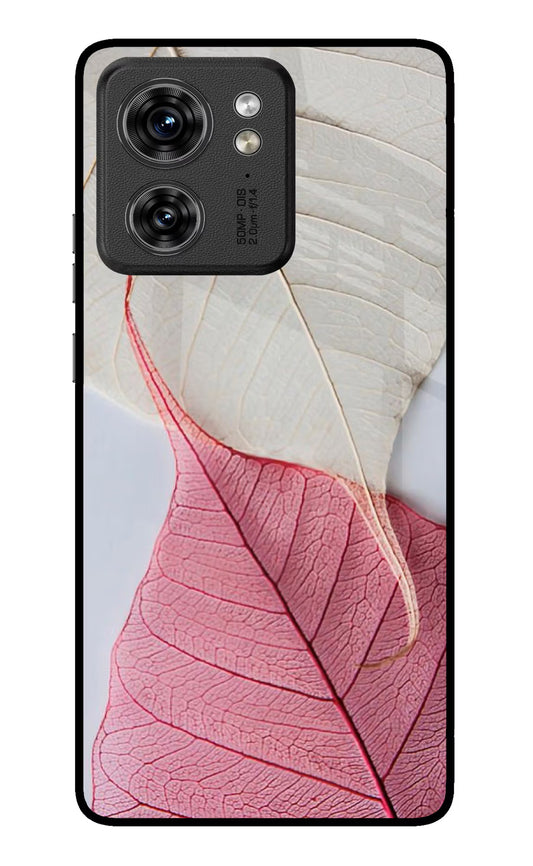 White Pink Leaf Moto Edge 40 Glass Case
