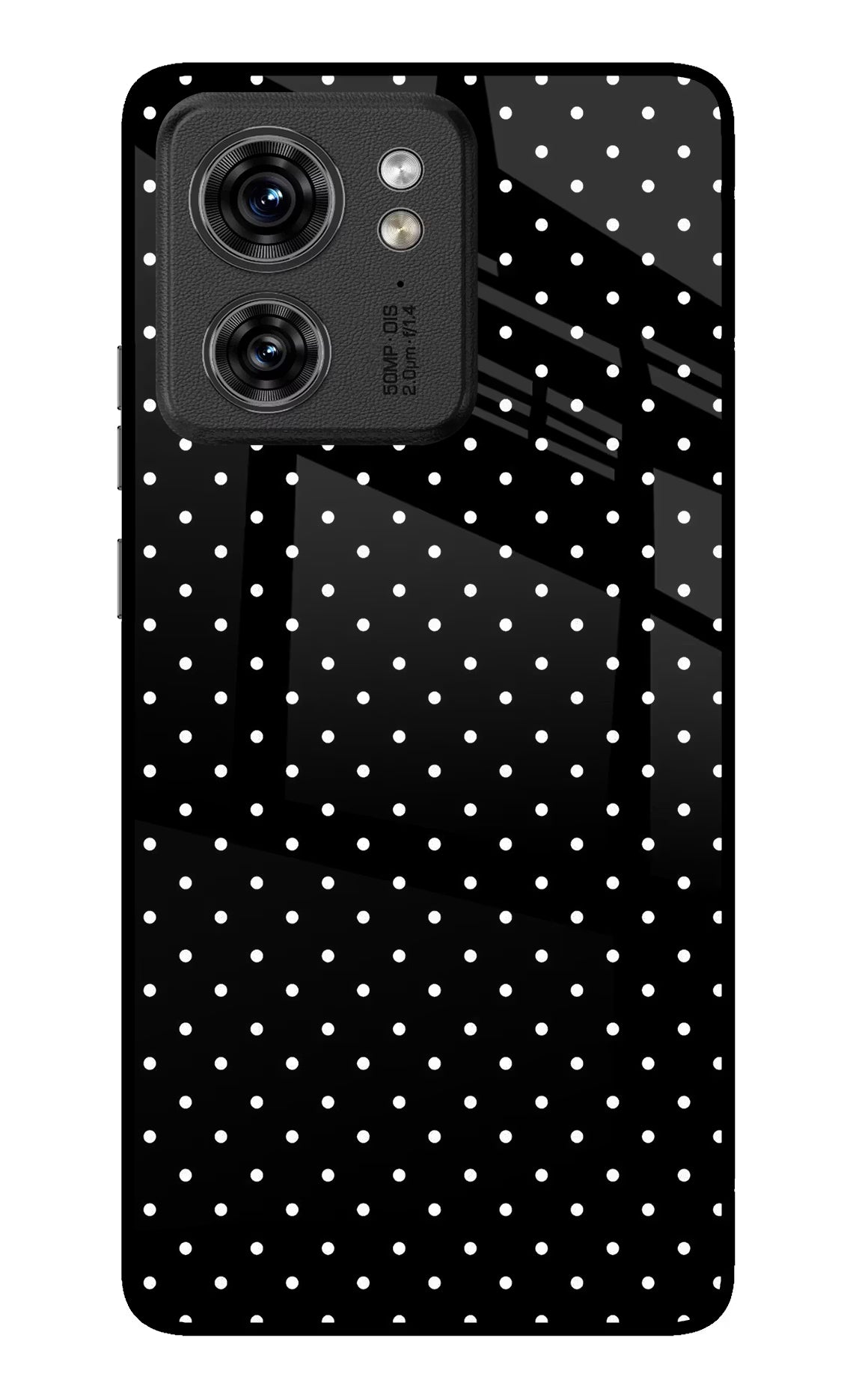 White Dots Moto Edge 40 Glass Case Back Cover by Casekaro