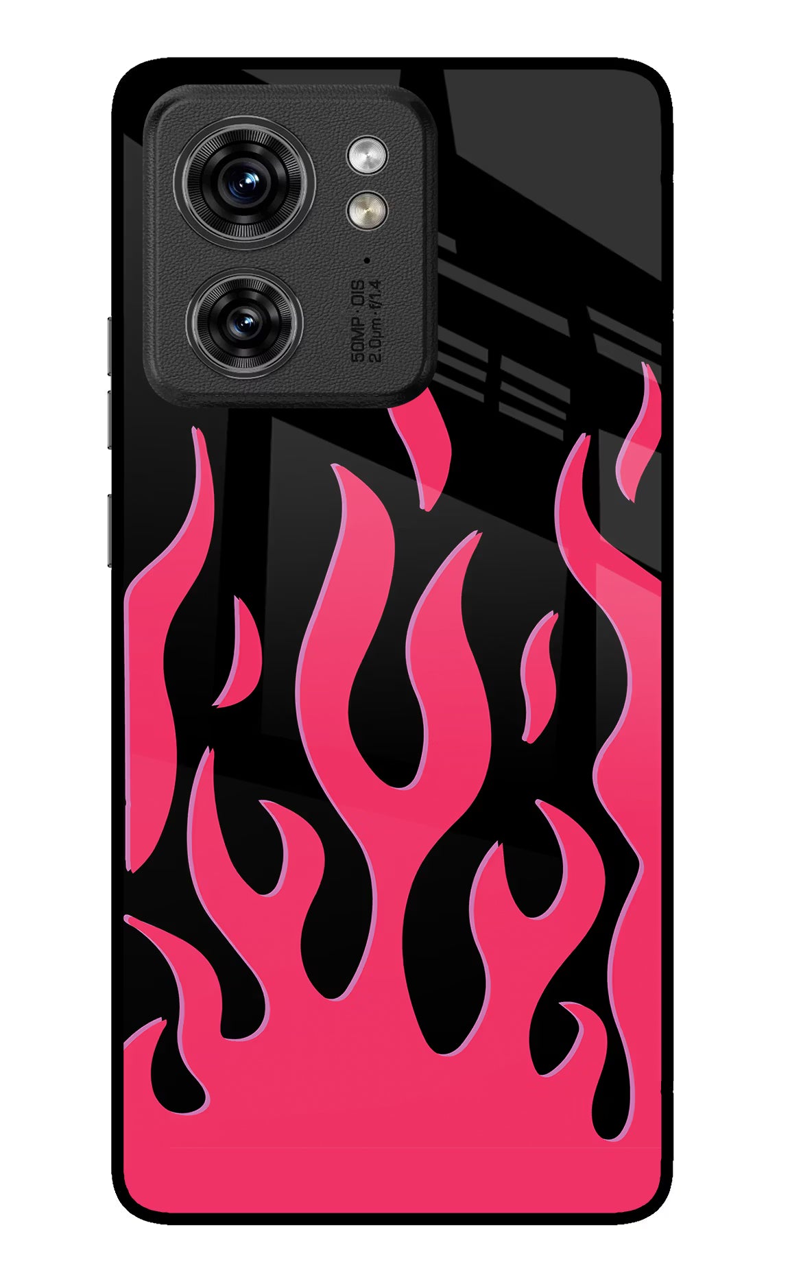 Fire Flames Moto Edge 40 Glass Case Back Cover by Casekaro
