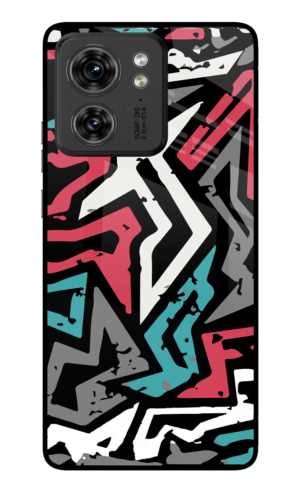 Geometric Graffiti Moto Edge 40 Glass Case Back Cover by Casekaro