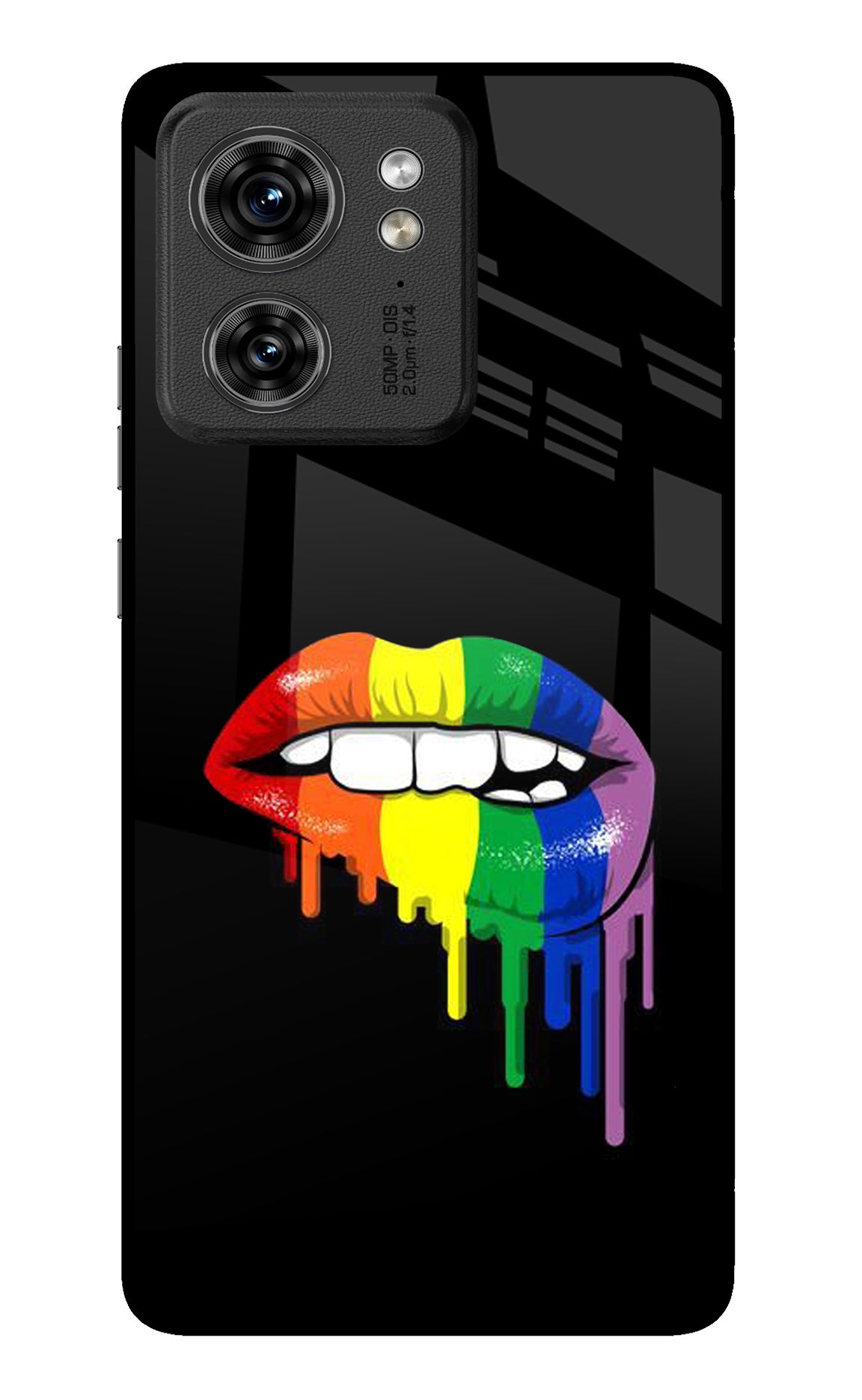 Lips Biting Moto Edge 40 Glass Case