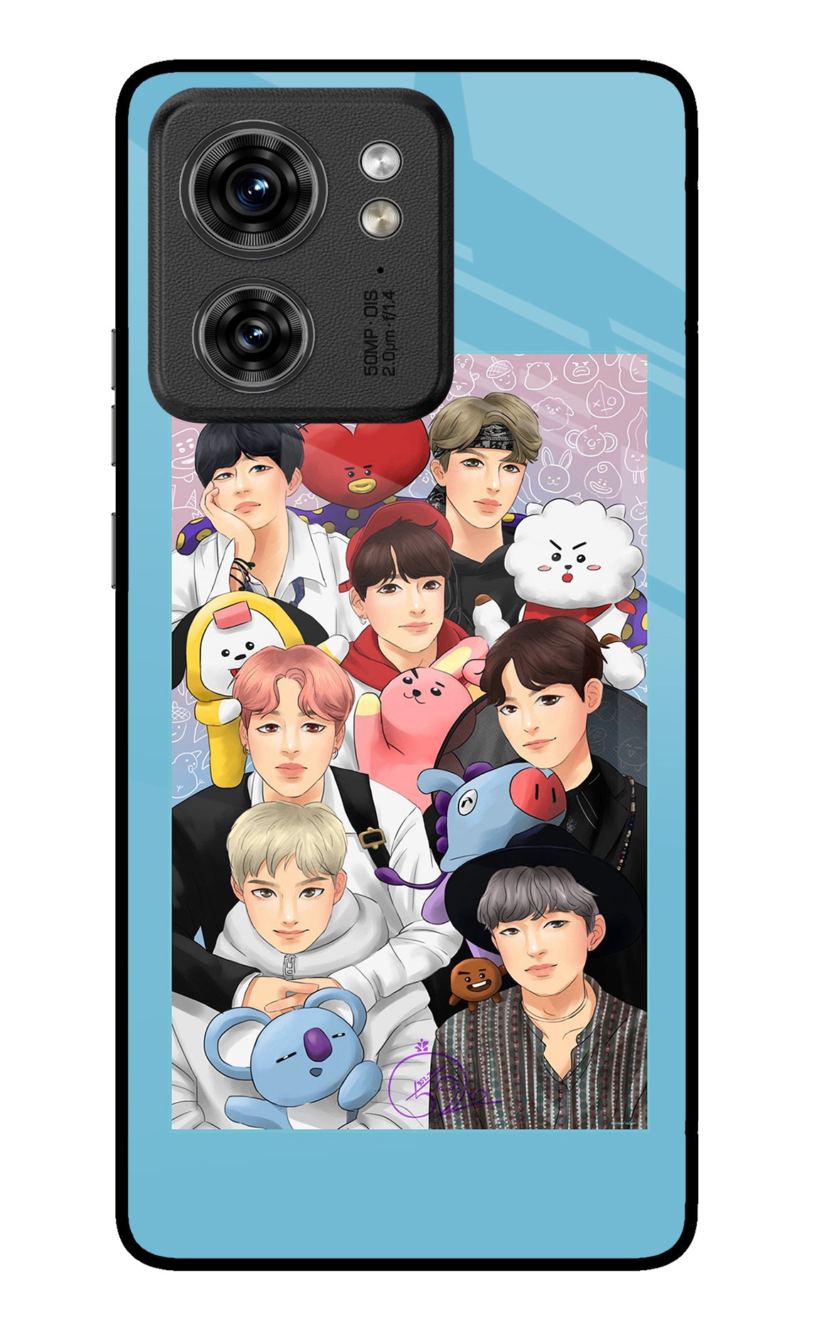 BTS with animals Moto Edge 40 Glass Case