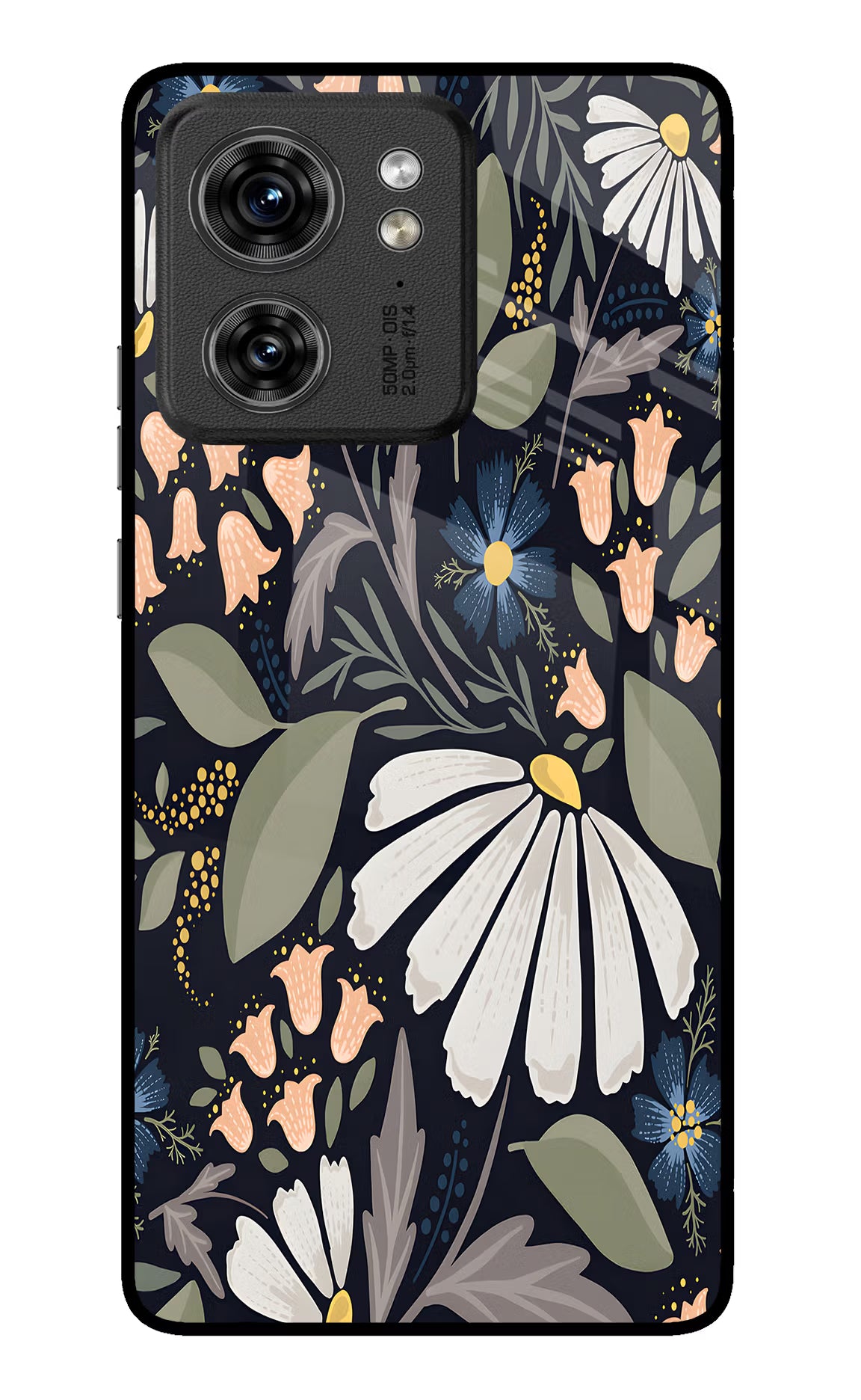 Flowers Art Moto Edge 40 Glass Case Back Cover by Casekaro