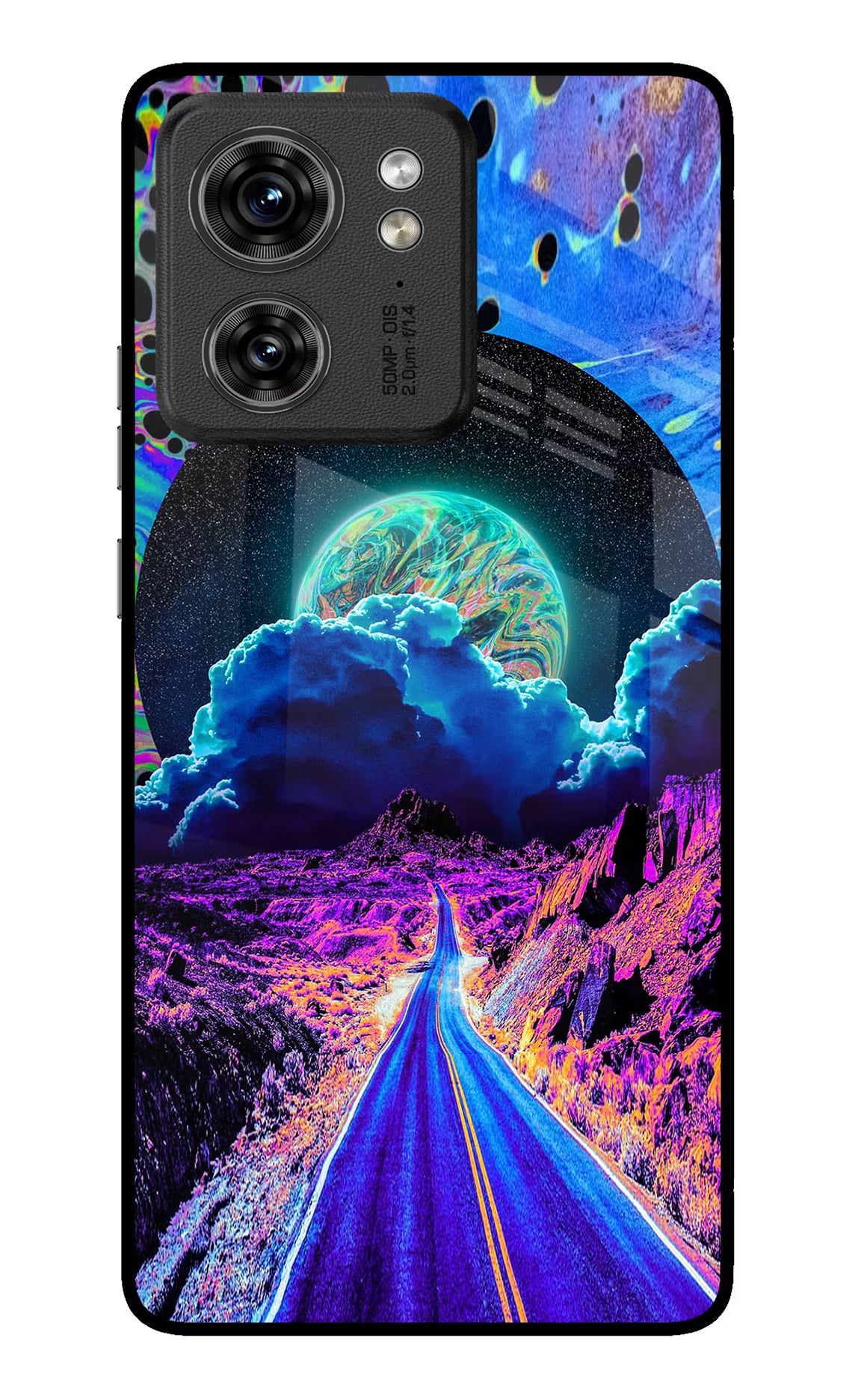 Psychedelic Painting Moto Edge 40 Glass Case Back Cover by Casekaro