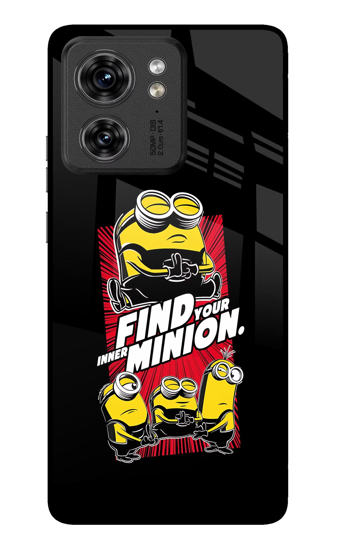 Find your inner Minion Moto Edge 40 Glass Case Back Cover by Casekaro