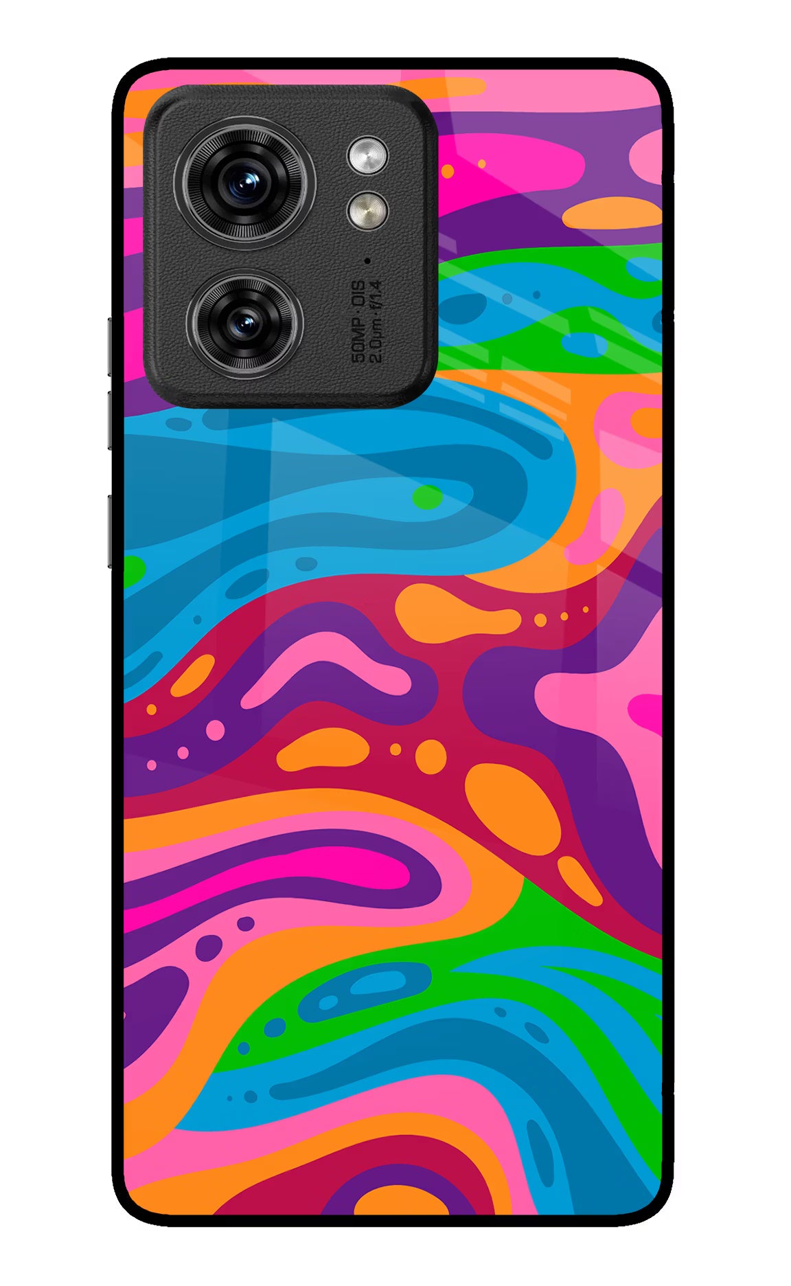 Trippy Pattern Moto Edge 40 Glass Case Back Cover by Casekaro
