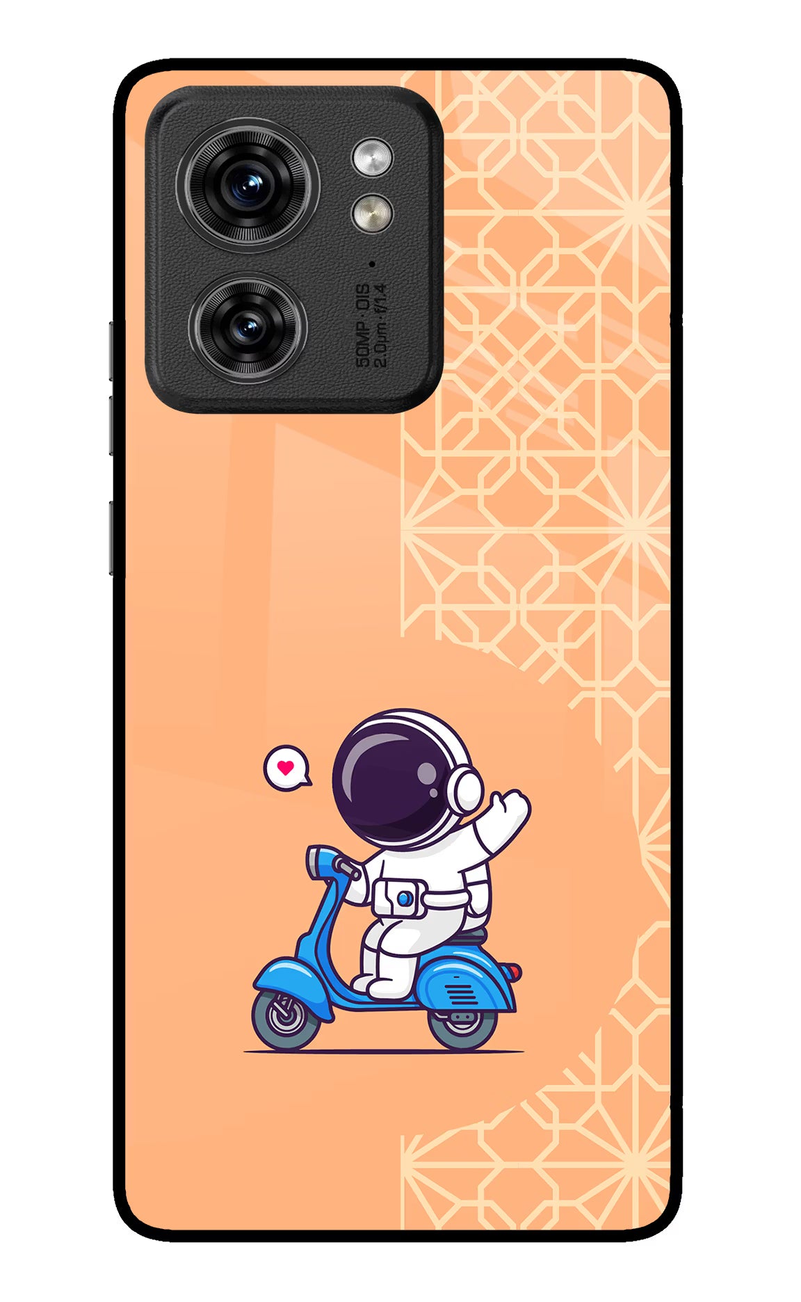 Cute Astronaut Riding Moto Edge 40 Glass Case Back Cover by Casekaro