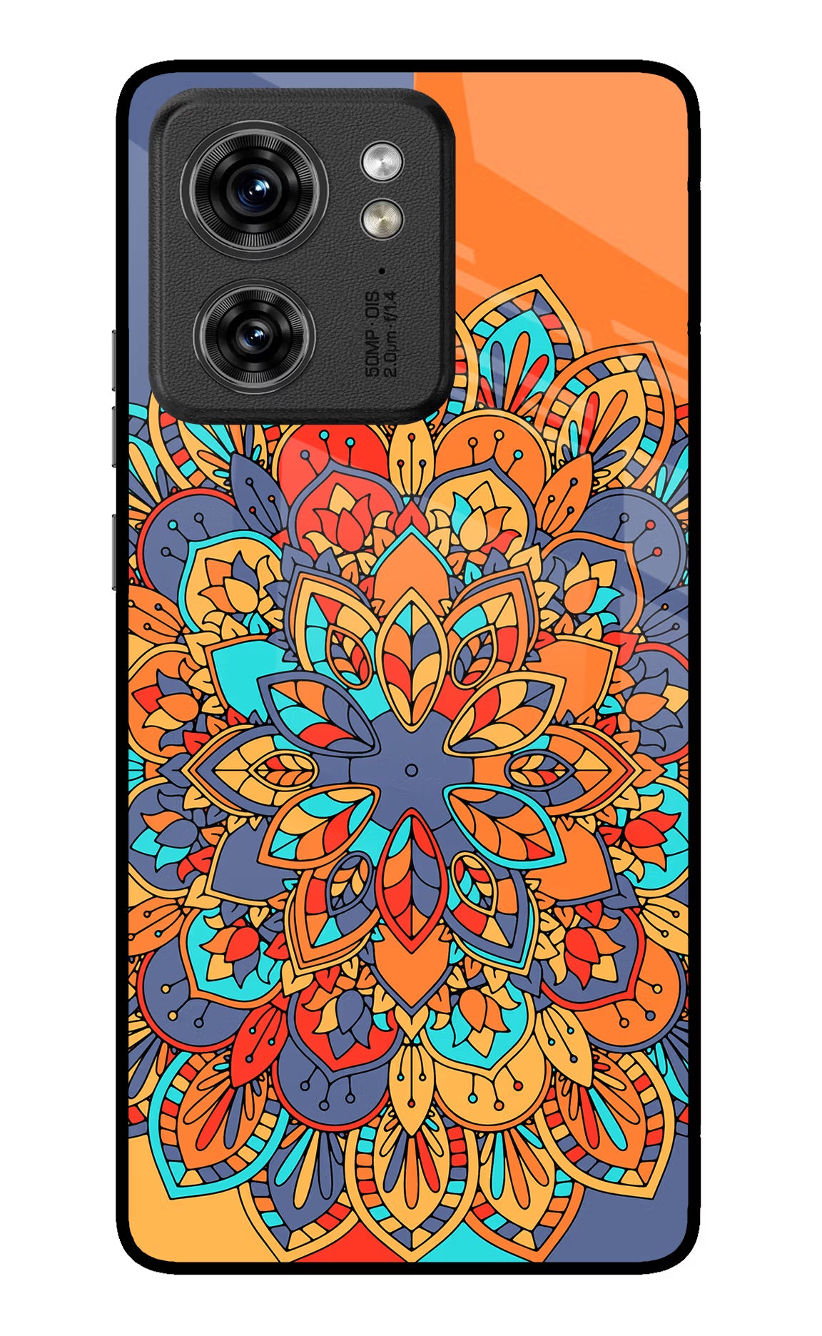 Color Mandala Moto Edge 40 Glass Case Back Cover by Casekaro
