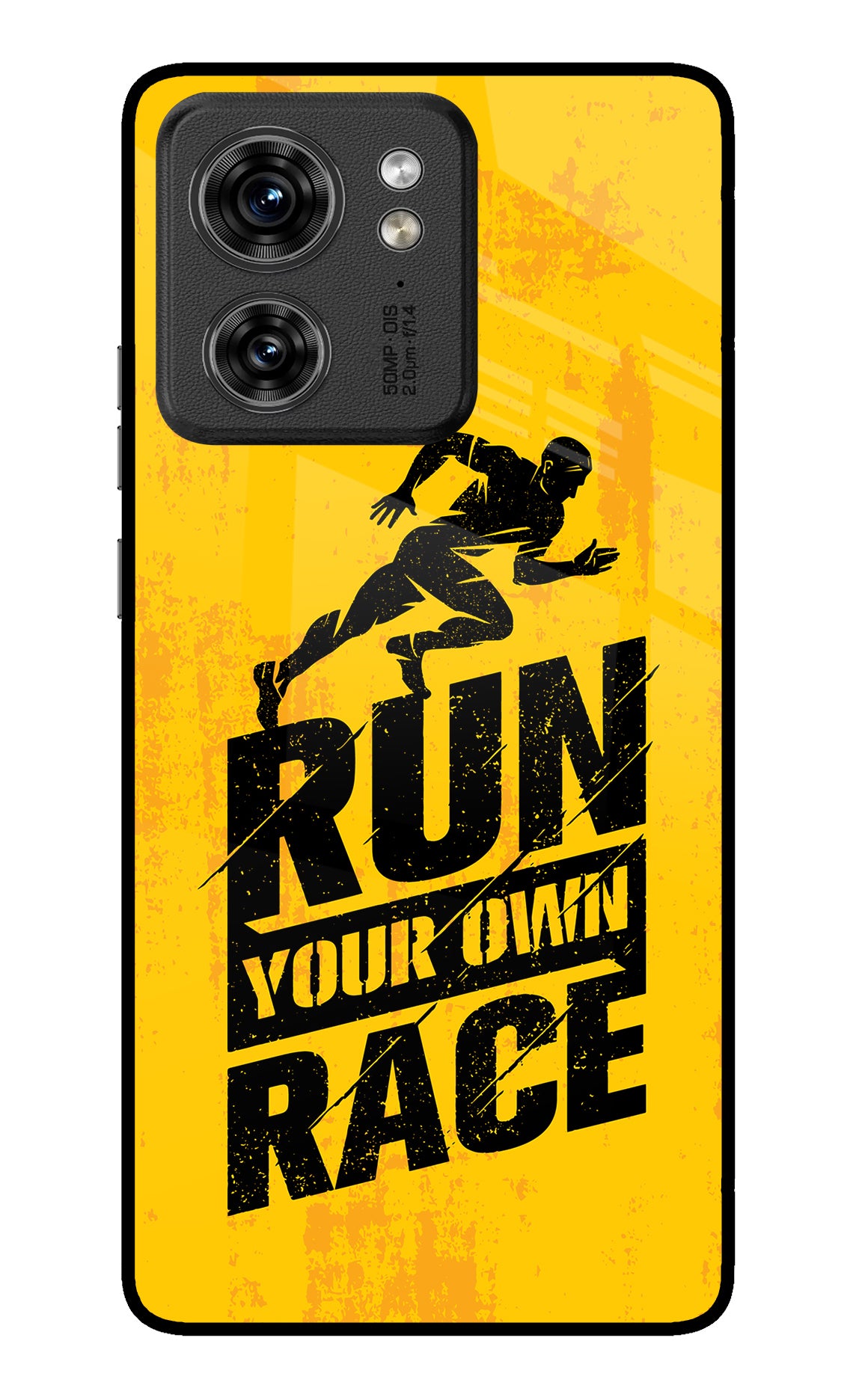 Run Your Own Race Moto Edge 40 Back Cover