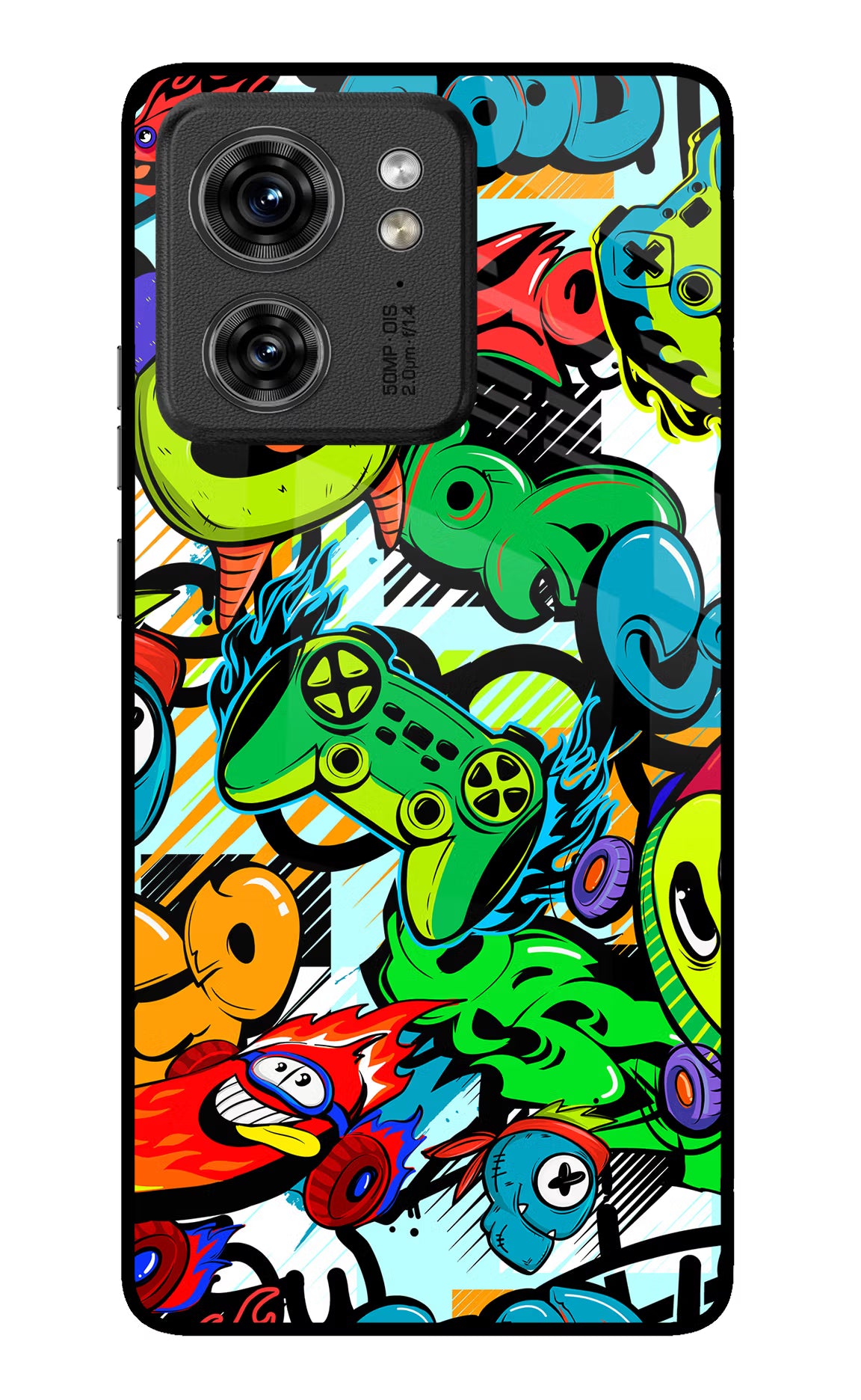 Game Doodle Moto Edge 40 Glass Case Back Cover by Casekaro