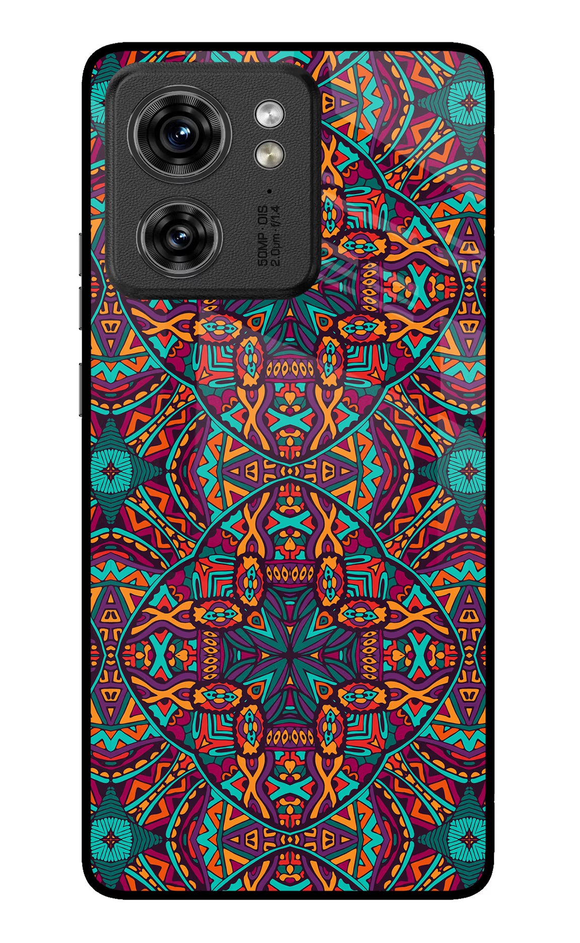 Colour Mandala Moto Edge 40 Glass Case Back Cover by Casekaro