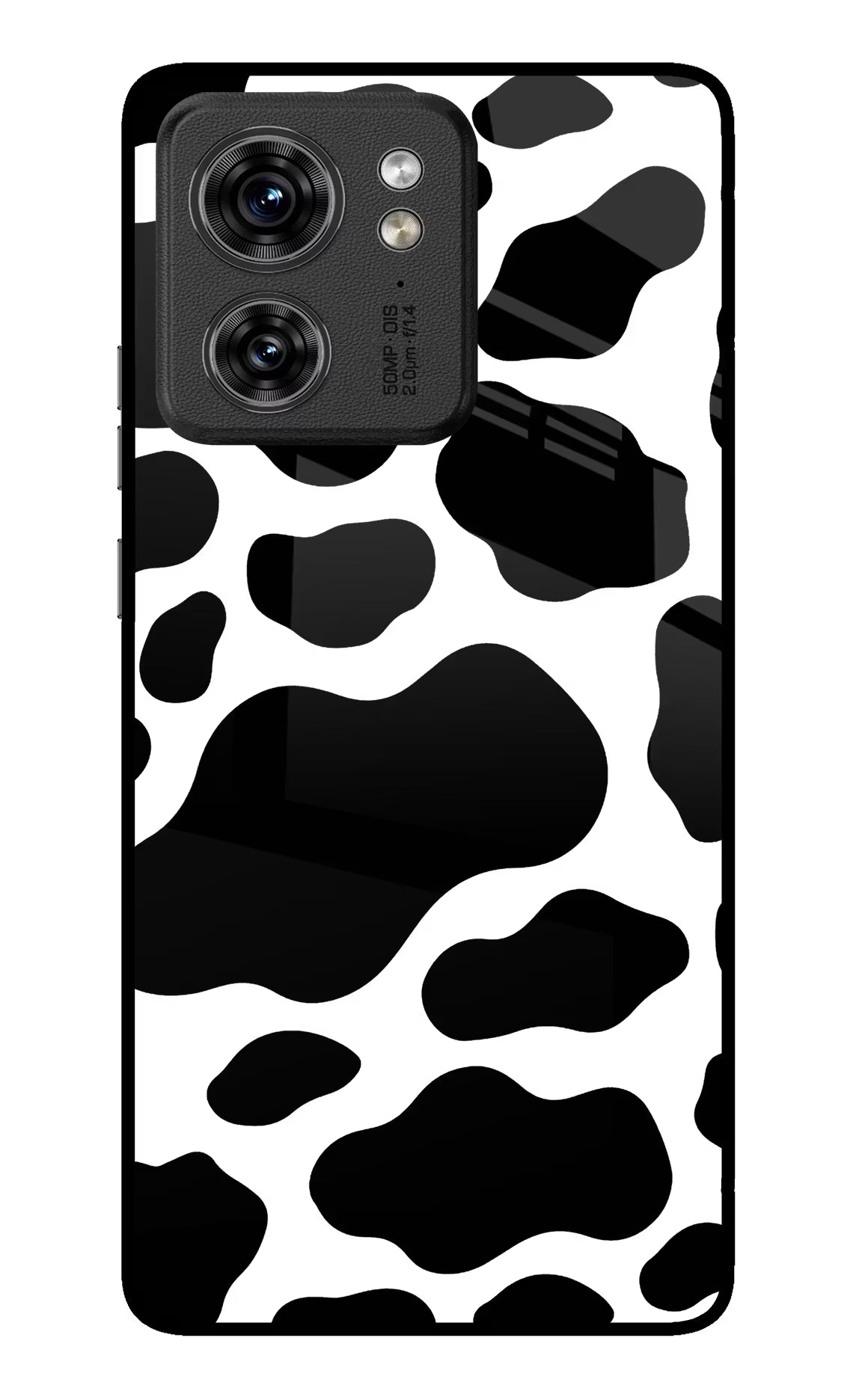 Cow Spots Moto Edge 40 Glass Case Back Cover by Casekaro