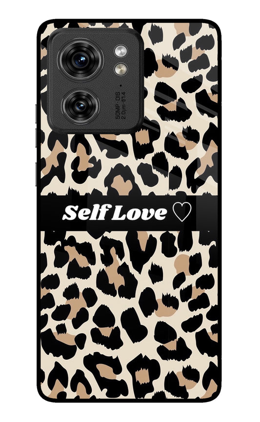 Leopard Print Self Love Moto Edge 40 Glass Case